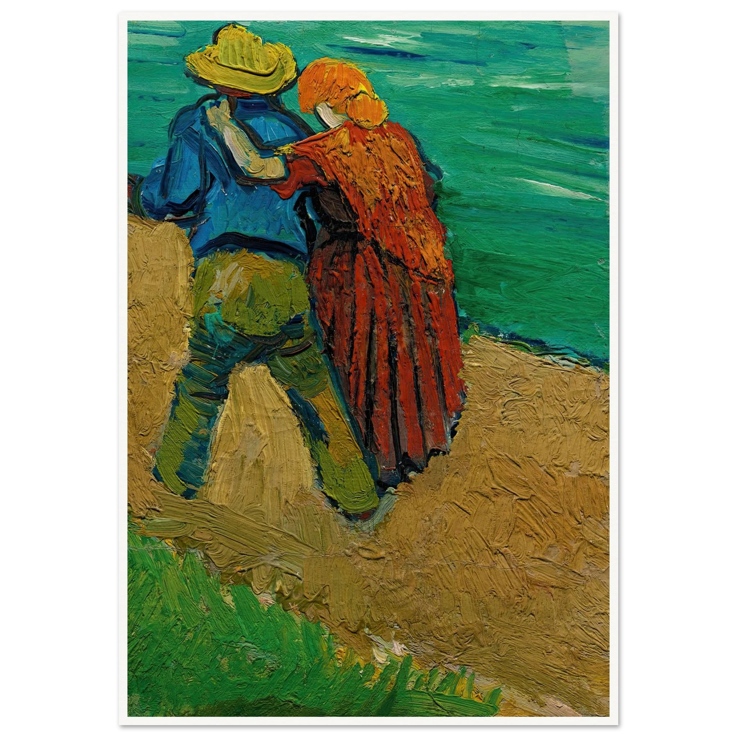 Eglogue En Provence – Un Couple D’amoureux (1888) Art Print | Vincent van Gogh - Framed Poster - 30x40 cm / 12x16″ - Black frame