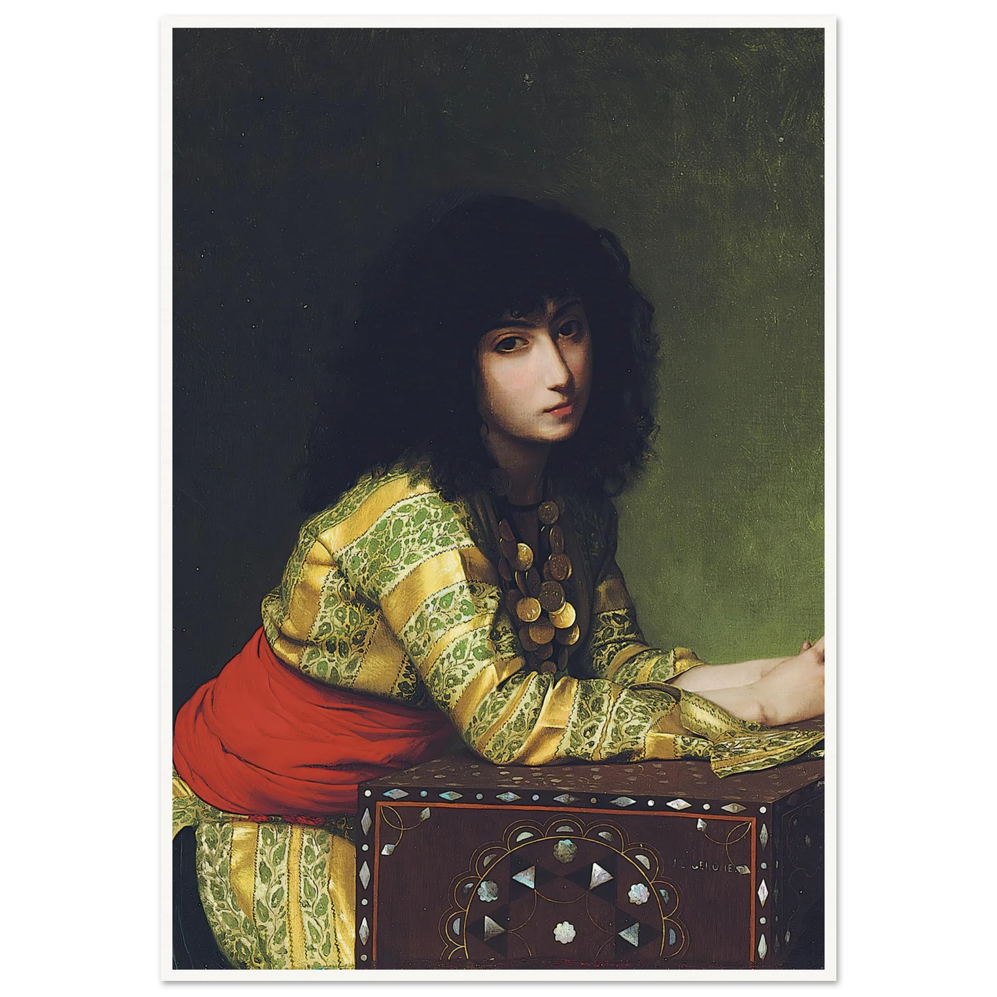 Egyptian girl (circa 1877) Art Print | Jean Leon Gerome - Framed Poster - 30x40 cm / 12x16″ - Black frame