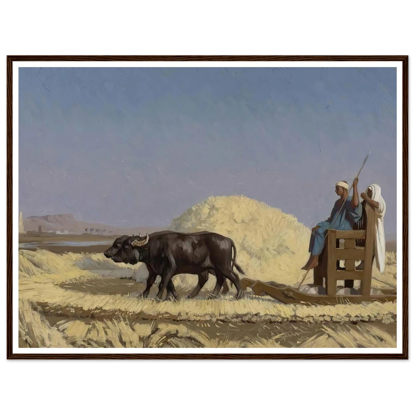 Egyptian Grain-Cutters Art Print | Jean Leon Gerome - Framed Poster - 30x40 cm / 12x16″ - Black frame