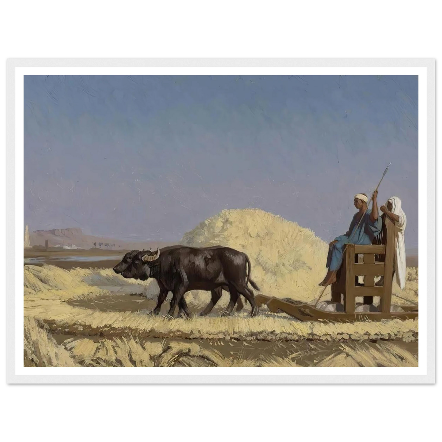 Egyptian Grain-Cutters Art Print | Jean Leon Gerome - Framed Poster - 30x40 cm / 12x16″ - Black frame