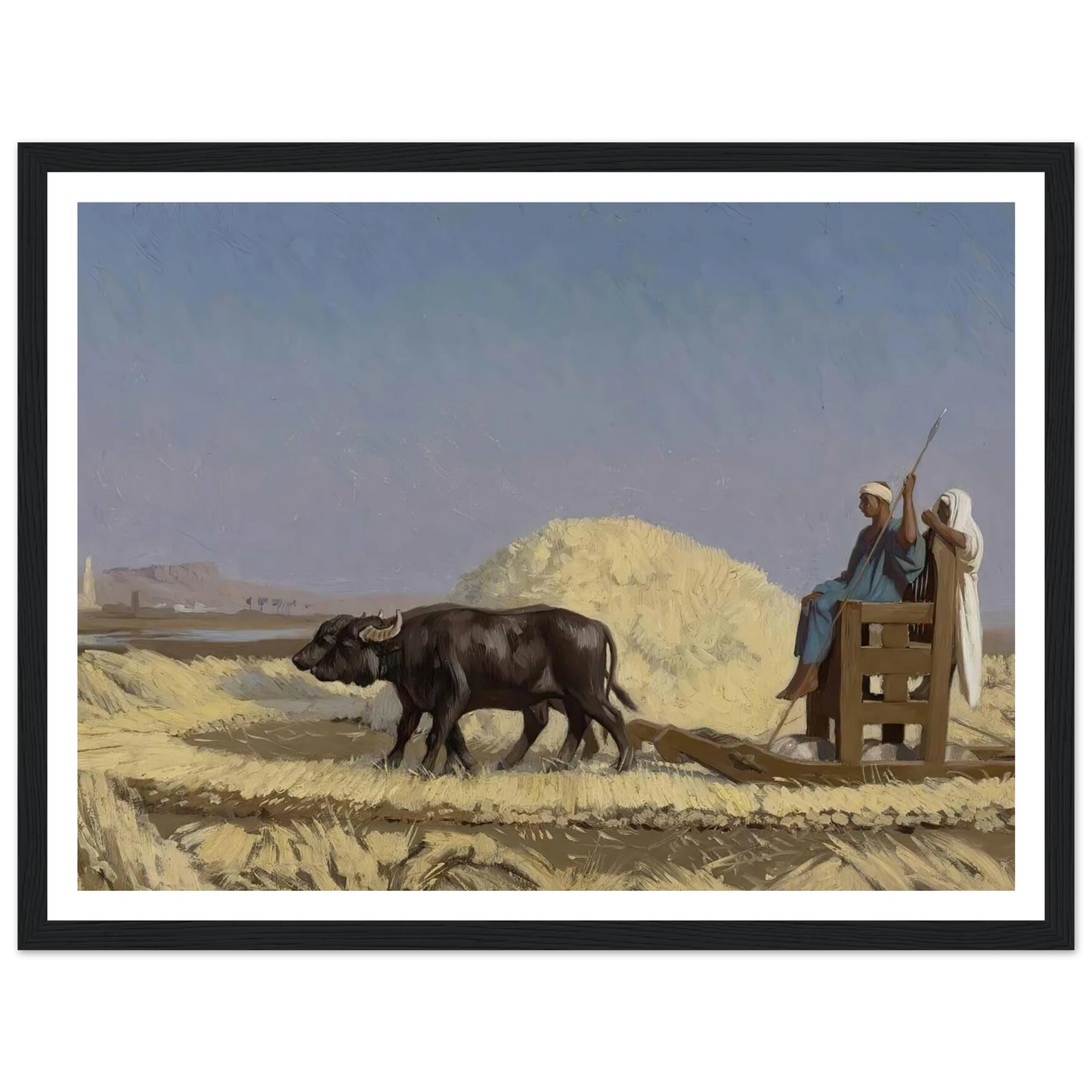 Egyptian Grain-Cutters Art Print | Jean Leon Gerome - Framed Poster - 30x40 cm / 12x16″ - Black frame