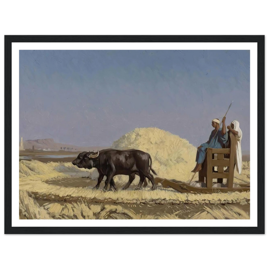 Egyptian Grain-Cutters Art Print | Jean Leon Gerome - Framed Poster - 30x40 cm / 12x16″ - Black frame