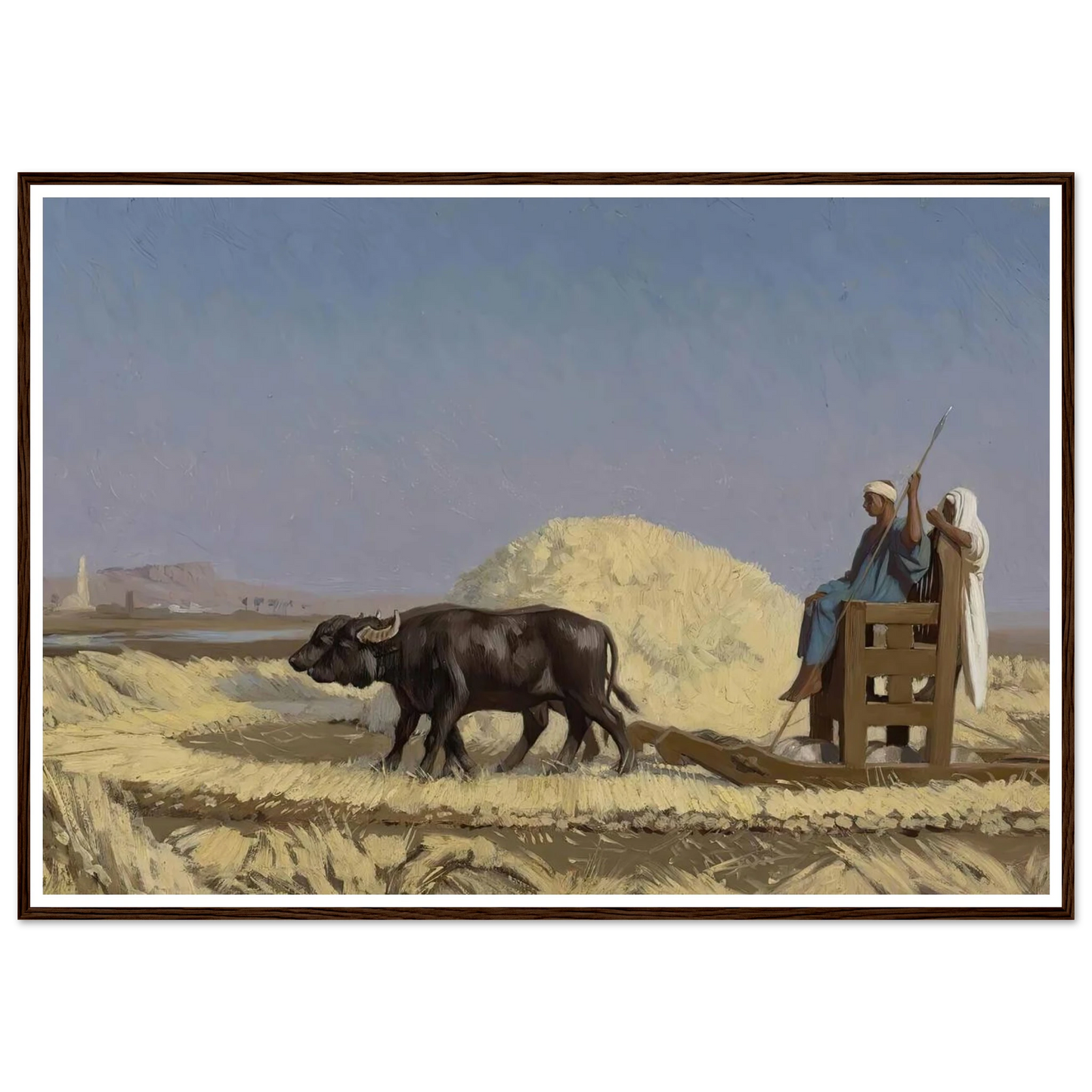 Egyptian Grain-Cutters Art Print | Jean Leon Gerome - Framed Poster - 30x40 cm / 12x16″ - Black frame