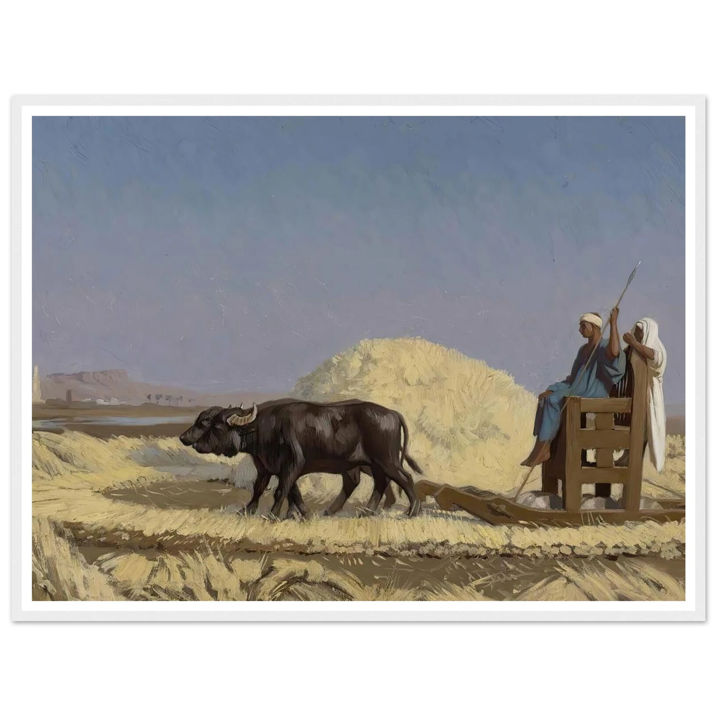 Egyptian Grain-Cutters Art Print | Jean Leon Gerome - Framed Poster - 30x40 cm / 12x16″ - Black frame