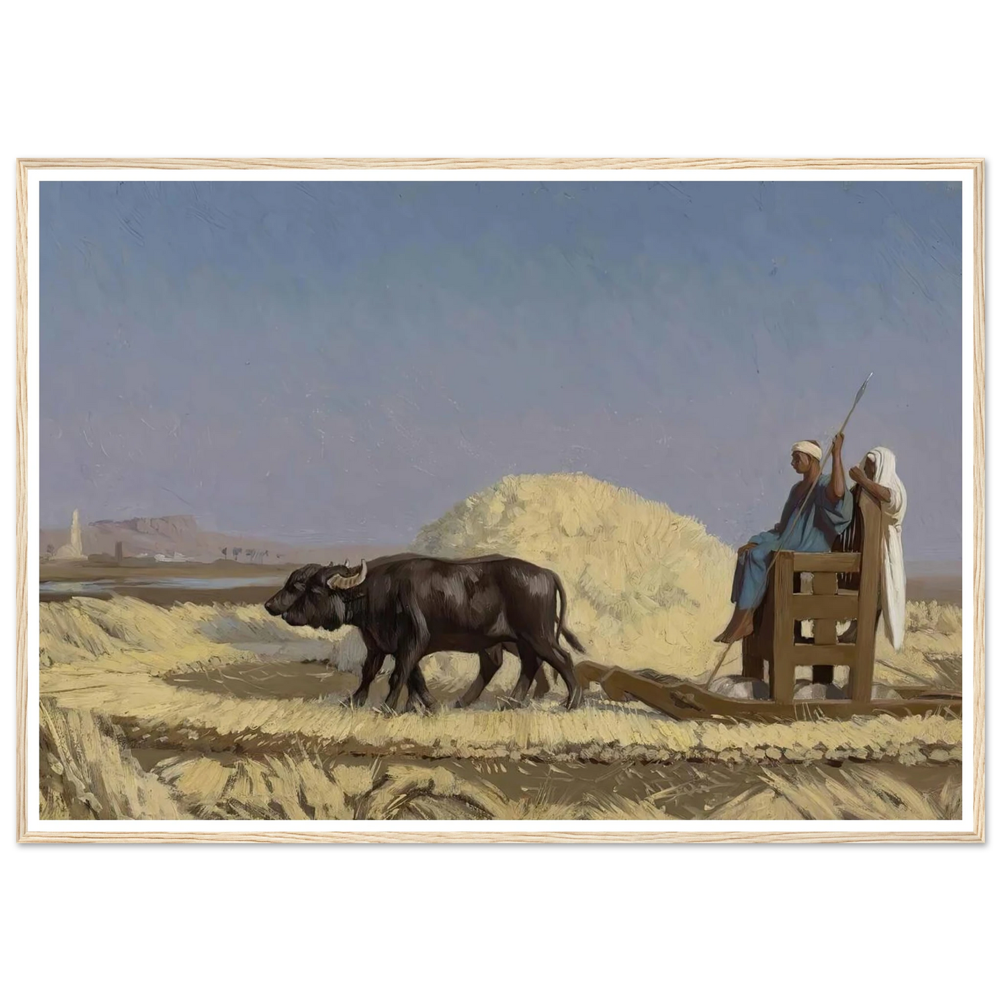 Egyptian Grain-Cutters Art Print | Jean Leon Gerome - Framed Poster - 30x40 cm / 12x16″ - Black frame