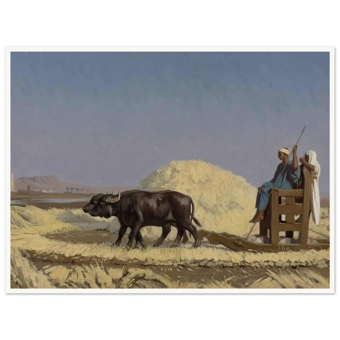 Egyptian Grain-Cutters Art Print | Jean Leon Gerome - Framed Poster - 30x40 cm / 12x16″ - Black frame