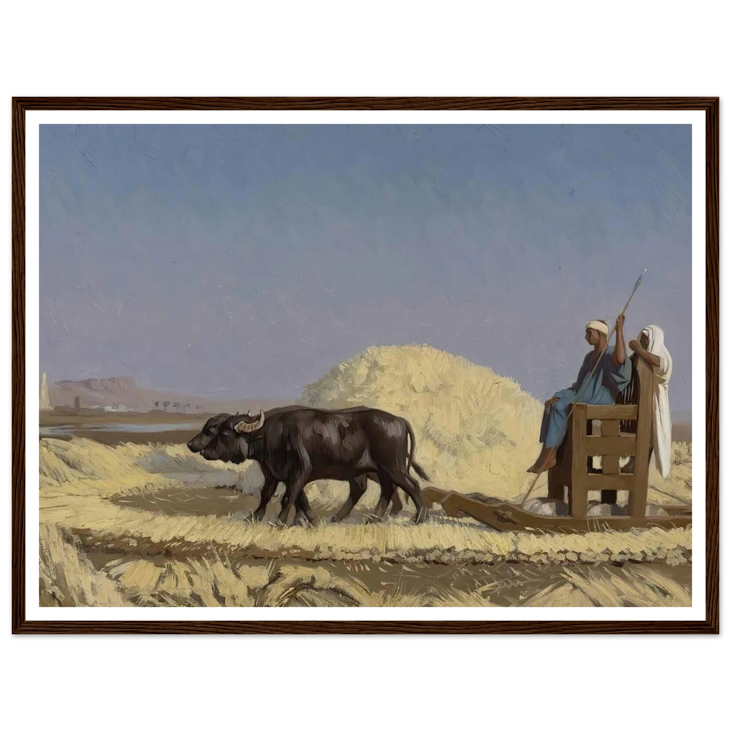 Egyptian Grain-Cutters Art Print | Jean Leon Gerome - Framed Poster - 30x40 cm / 12x16″ - Black frame