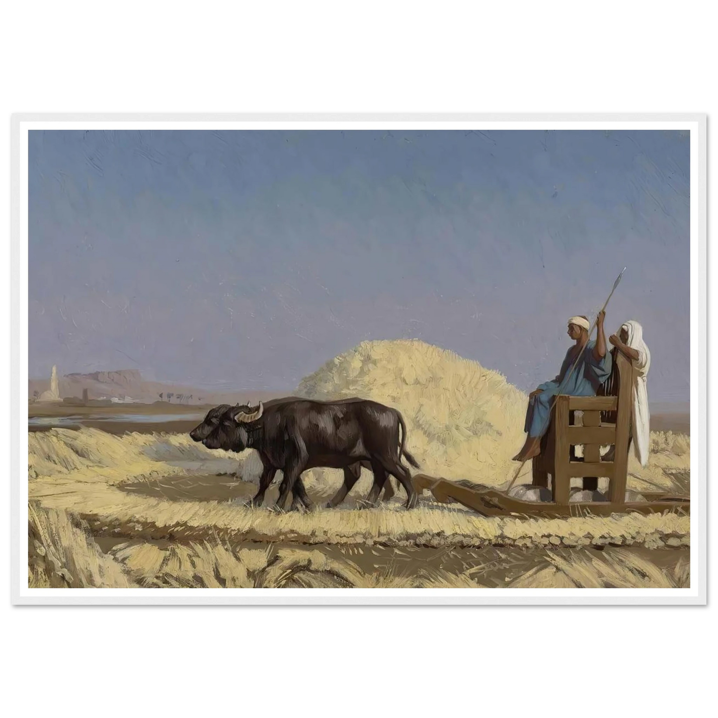 Egyptian Grain-Cutters Art Print | Jean Leon Gerome - Framed Poster - 30x40 cm / 12x16″ - Black frame
