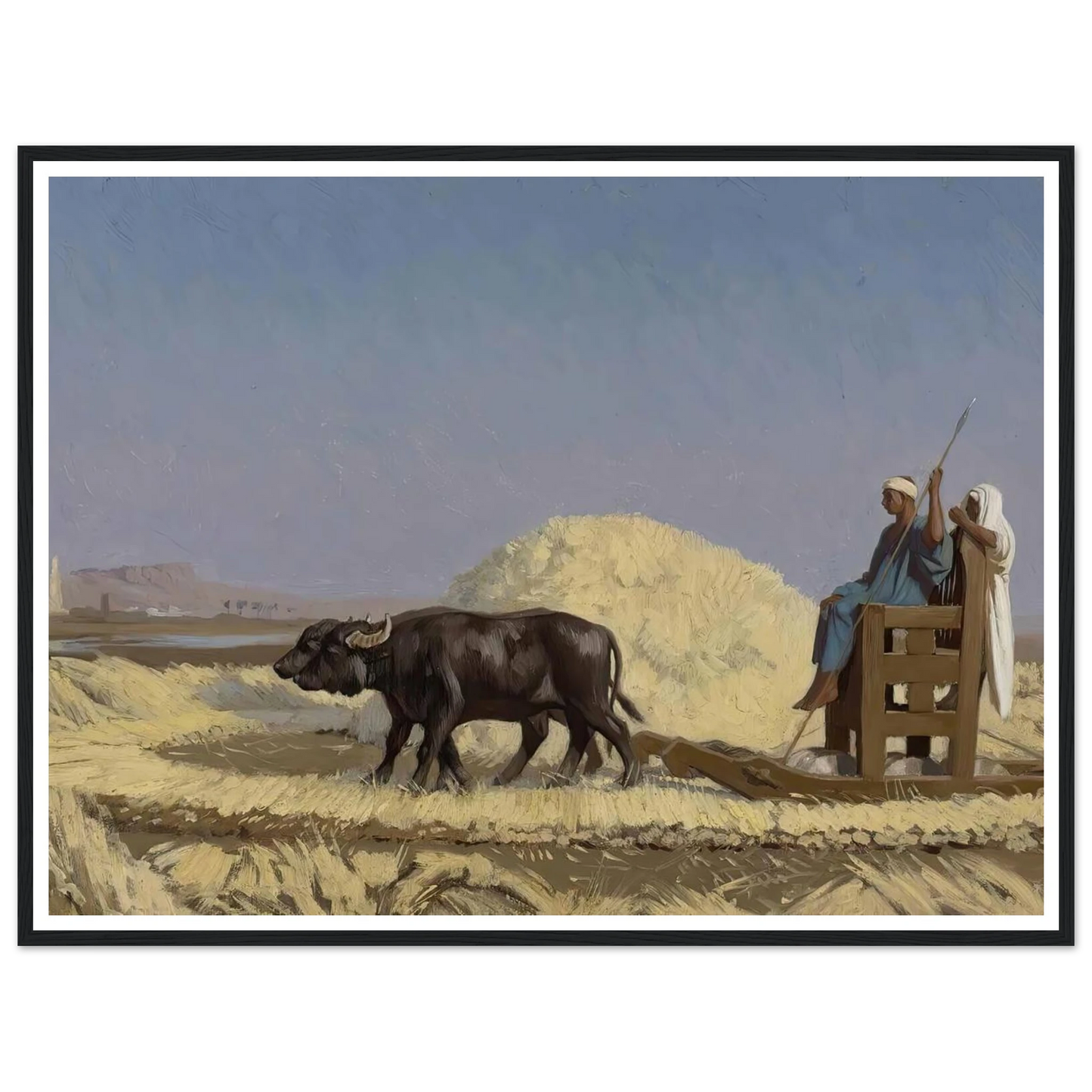 Egyptian Grain-Cutters Art Print | Jean Leon Gerome - Framed Poster - 30x40 cm / 12x16″ - Black frame