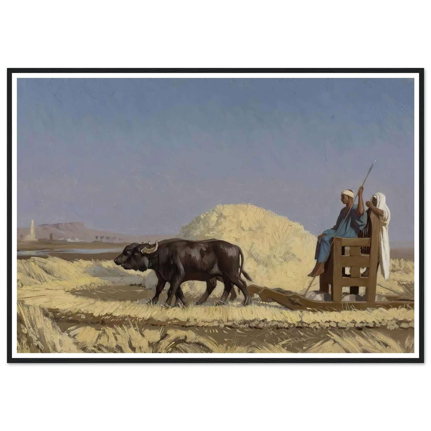 Egyptian Grain-Cutters Art Print | Jean Leon Gerome - Framed Poster - 30x40 cm / 12x16″ - Black frame
