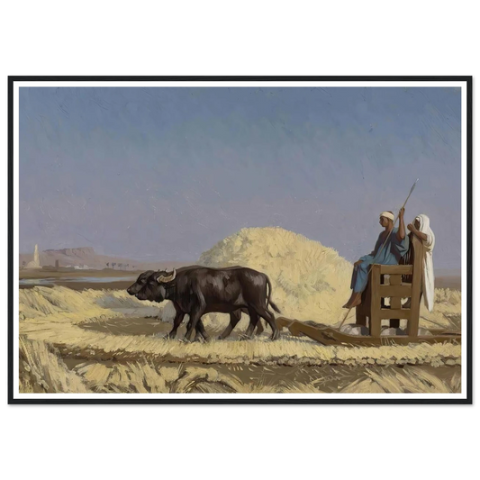 Egyptian Grain-Cutters Art Print | Jean Leon Gerome - Framed Poster - 30x40 cm / 12x16″ - Black frame