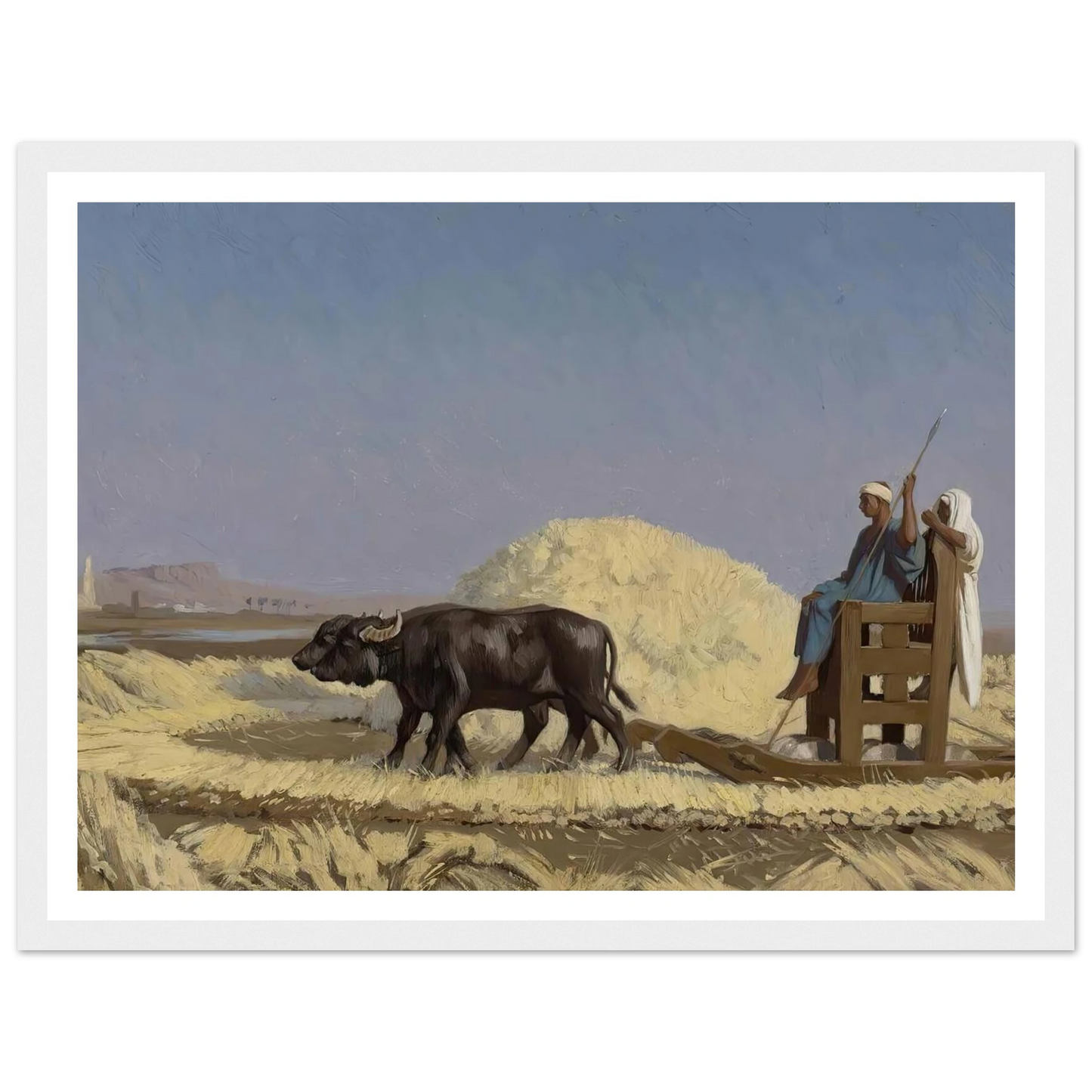 Egyptian Grain-Cutters Art Print | Jean Leon Gerome - Framed Poster - 30x40 cm / 12x16″ - Black frame