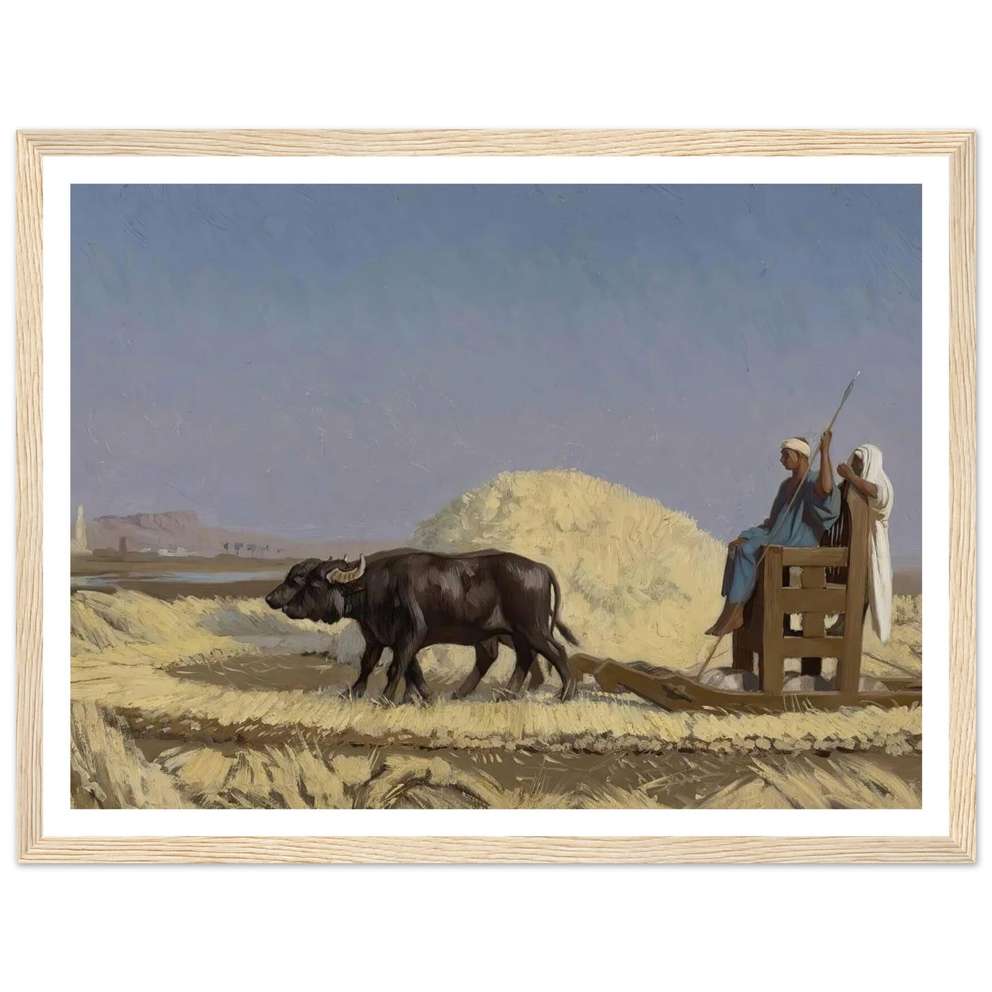 Egyptian Grain-Cutters Art Print | Jean Leon Gerome - Framed Poster - 30x40 cm / 12x16″ - Black frame