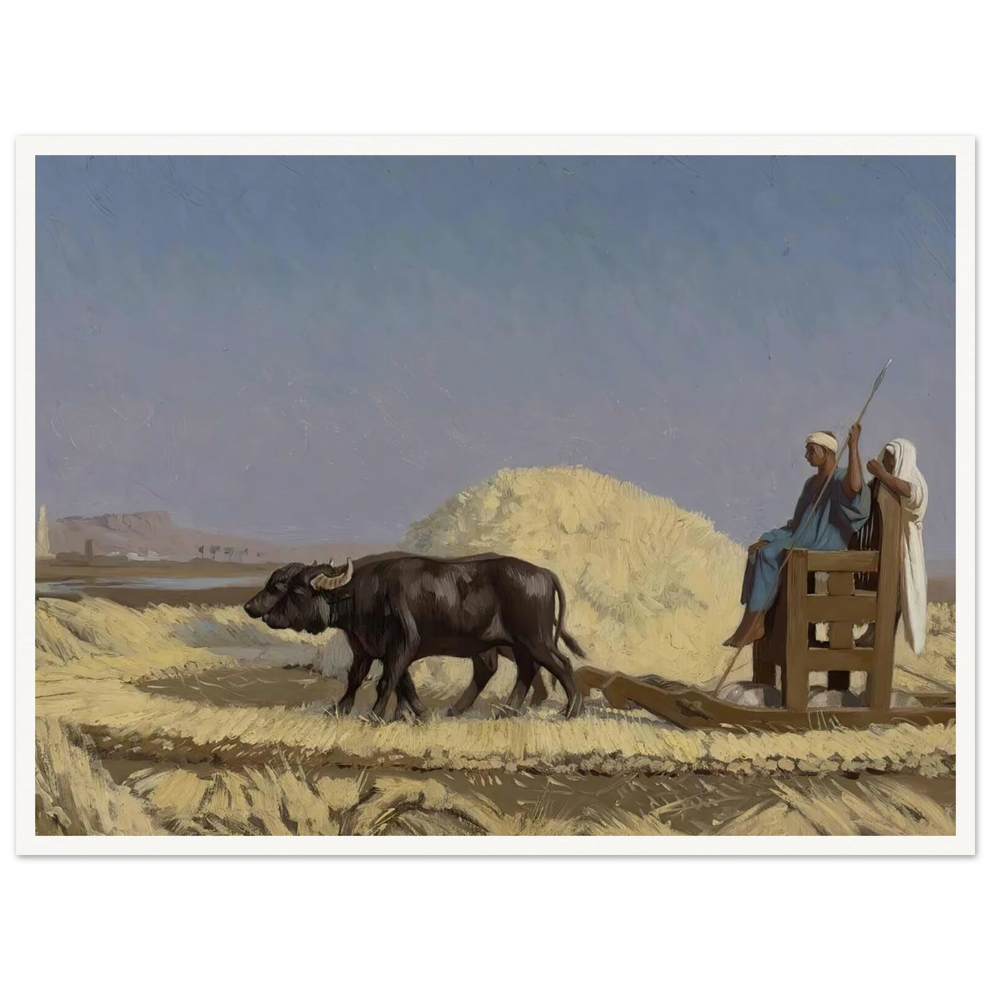 Egyptian Grain-Cutters Art Print | Jean Leon Gerome - Framed Poster - 30x40 cm / 12x16″ - Black frame