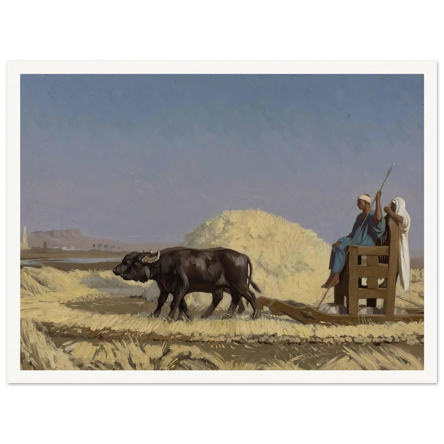 Egyptian Grain-Cutters Art Print | Jean Leon Gerome - Framed Poster - 30x40 cm / 12x16″ - Black frame