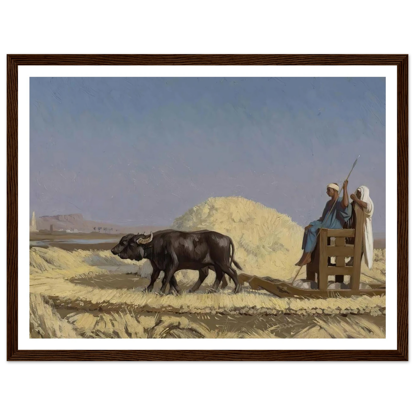 Egyptian Grain-Cutters Art Print | Jean Leon Gerome - Framed Poster - 30x40 cm / 12x16″ - Black frame