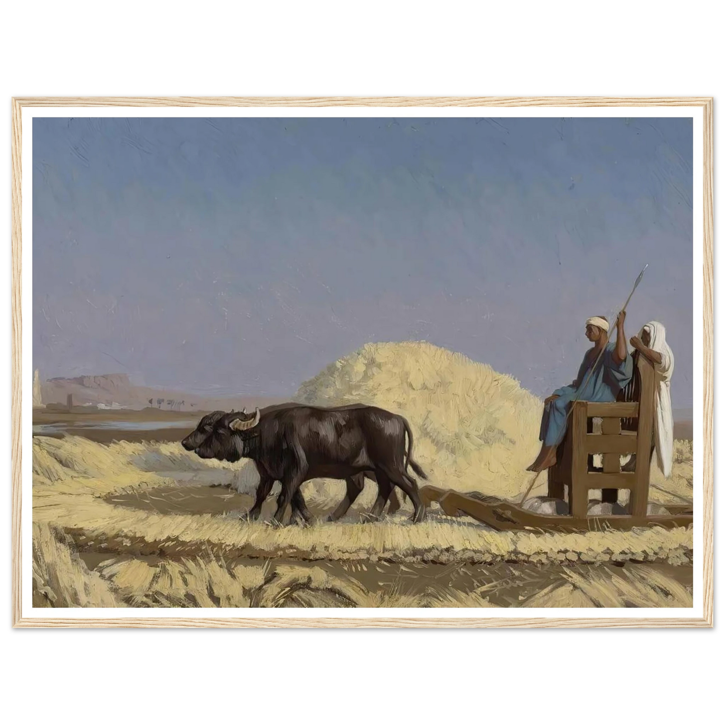 Egyptian Grain-Cutters Art Print | Jean Leon Gerome - Framed Poster - 30x40 cm / 12x16″ - Black frame