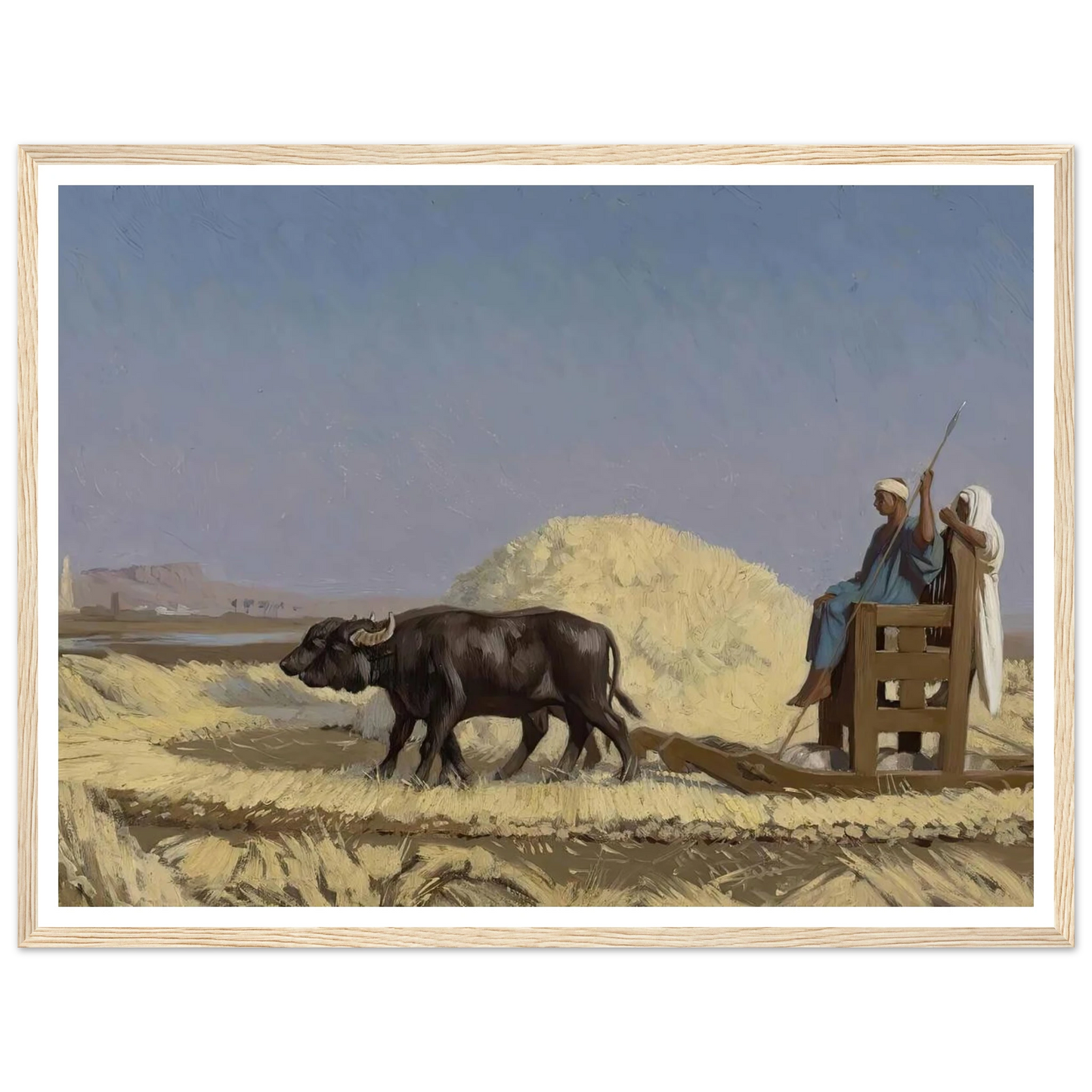 Egyptian Grain-Cutters Art Print | Jean Leon Gerome - Framed Poster - 30x40 cm / 12x16″ - Black frame