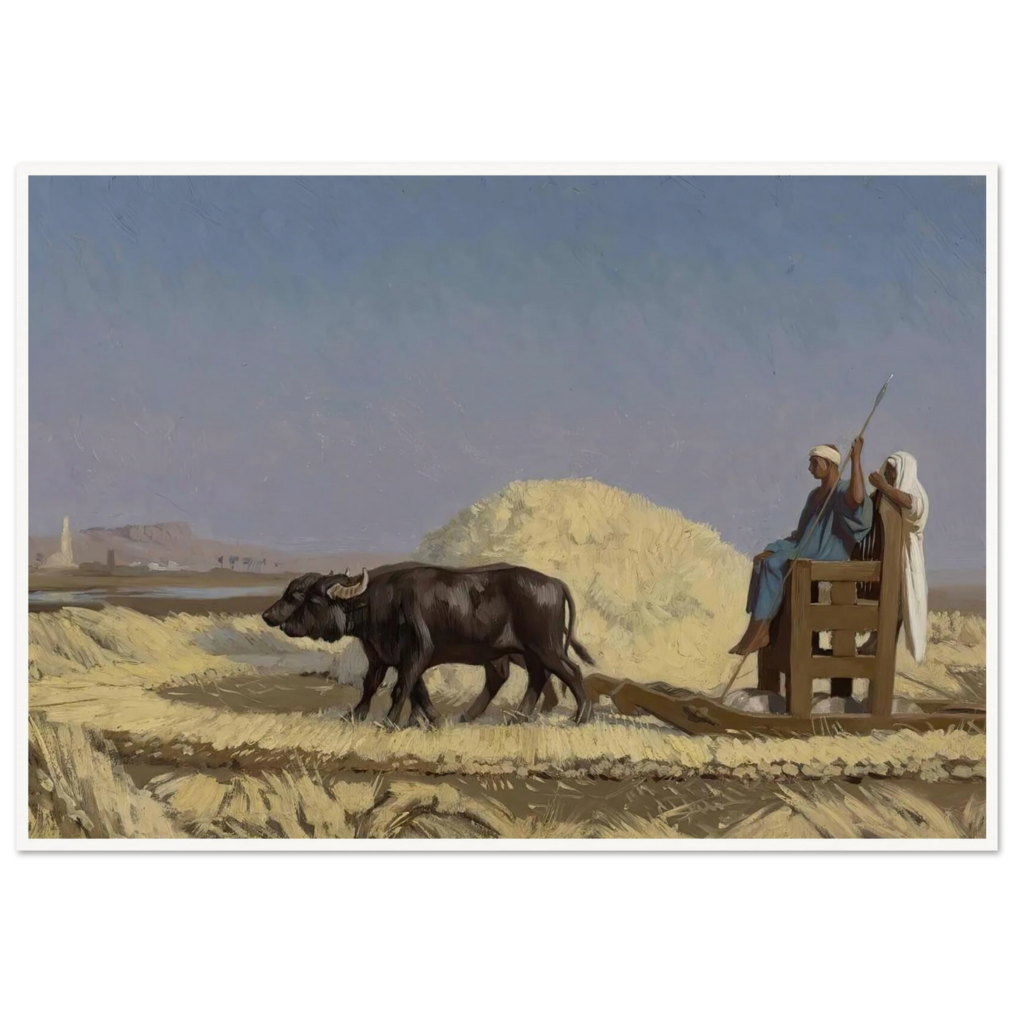 Egyptian Grain-Cutters Art Print | Jean Leon Gerome - Framed Poster - 30x40 cm / 12x16″ - Black frame