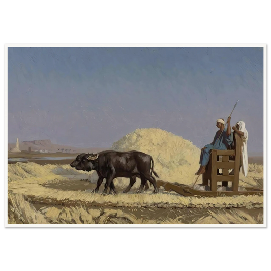 Egyptian Grain-Cutters Art Print | Jean Leon Gerome - Framed Poster - 30x40 cm / 12x16″ - Black frame