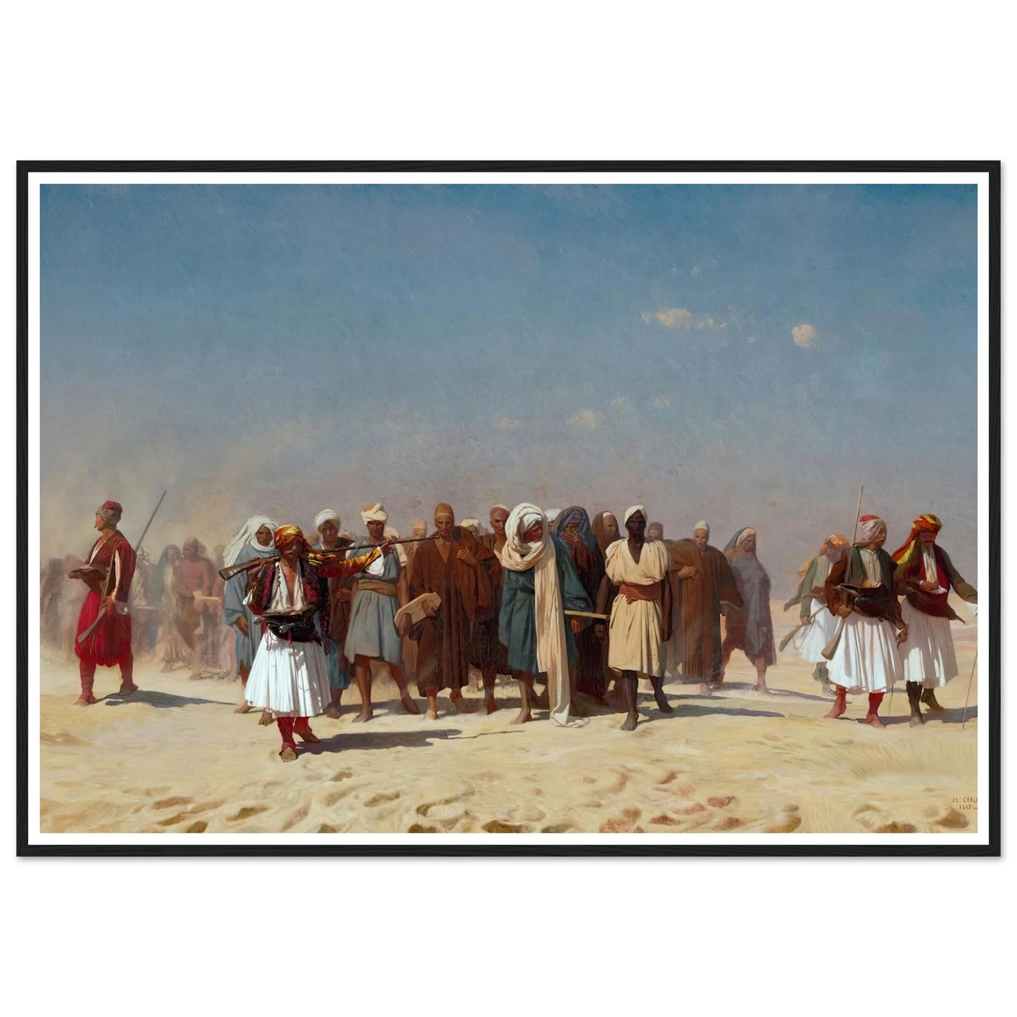 Egyptian Recruits Crossing The Desert (1857) Art Print | Jean Leon Gerome - Framed Poster - 30x40 cm / 12x16″ - Black frame