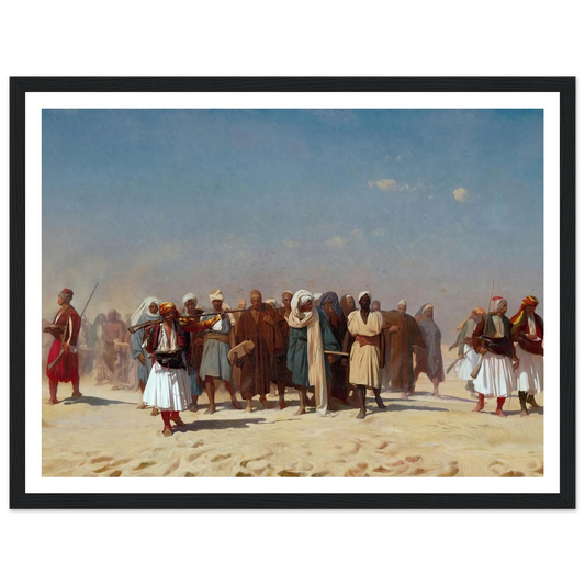 Egyptian Recruits Crossing The Desert (1857) Art Print | Jean Leon Gerome - Framed Poster - 30x40 cm / 12x16″ - Black frame