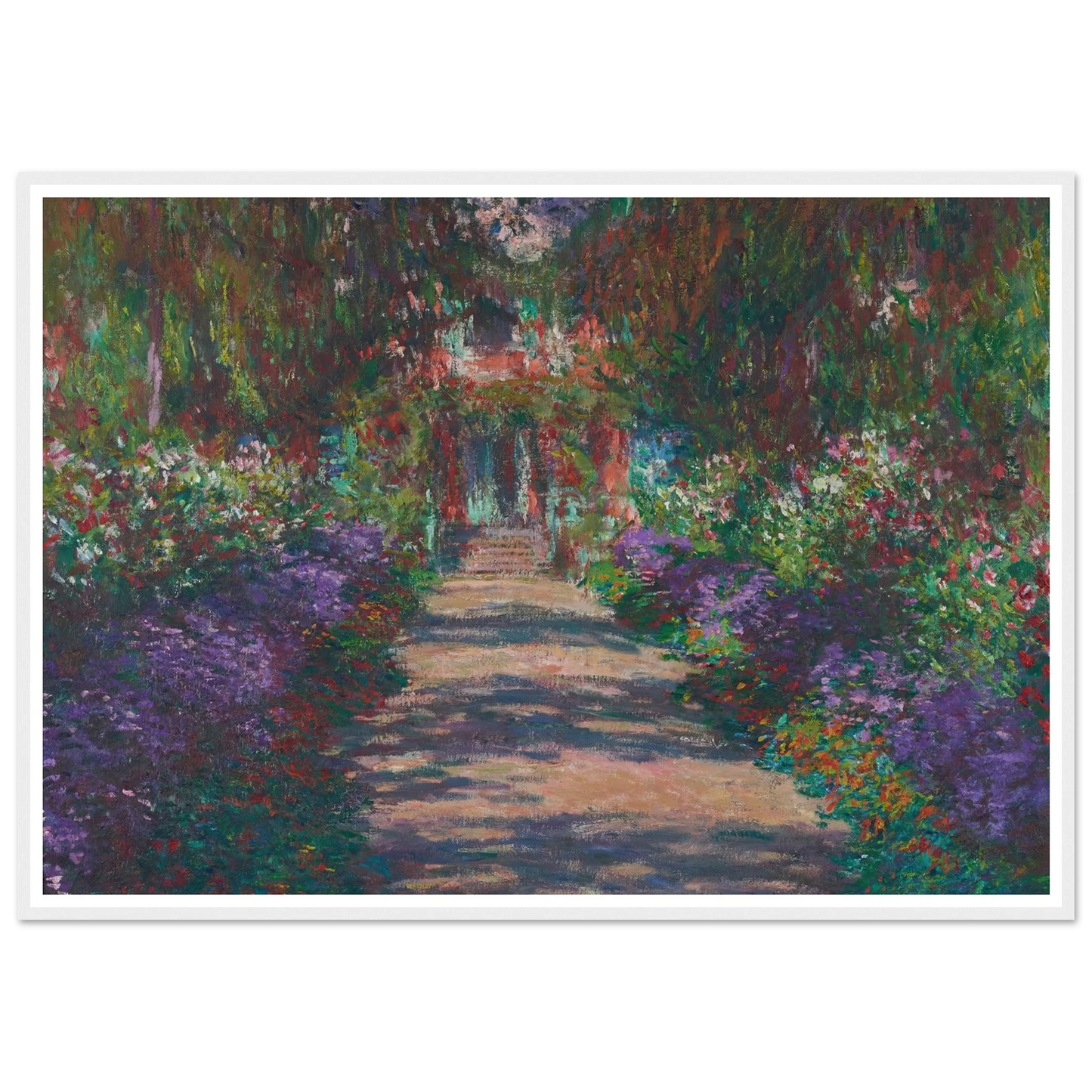 Eine Allee in Monets Garten in Giverny (1902) Art Print | Claude Monet - Framed Poster - 30x40 cm / 12x16″ - Black frame