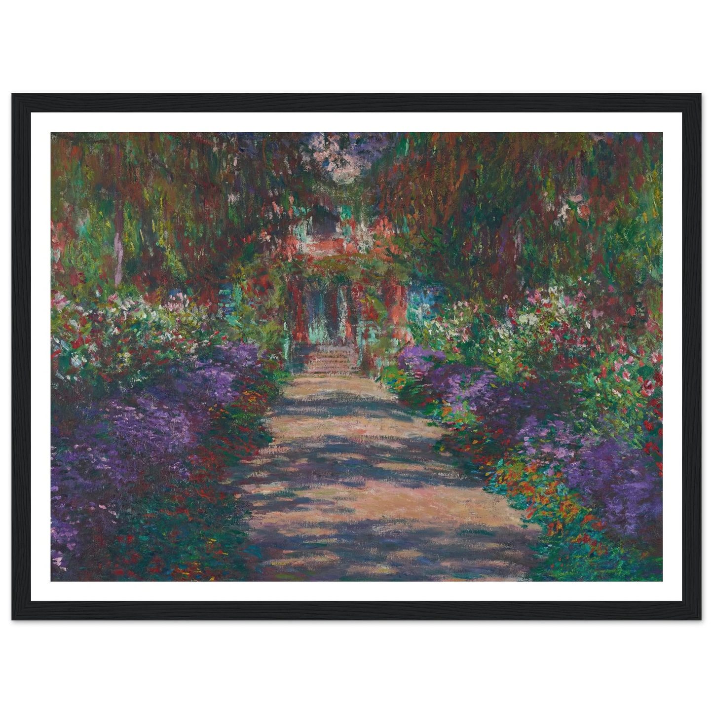 Eine Allee in Monets Garten in Giverny (1902) Art Print | Claude Monet - Framed Poster - 30x40 cm / 12x16″ - Black frame