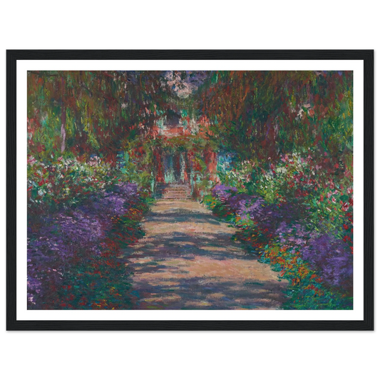 Eine Allee in Monets Garten in Giverny (1902) Art Print | Claude Monet - Framed Poster - 30x40 cm / 12x16″ - Black frame