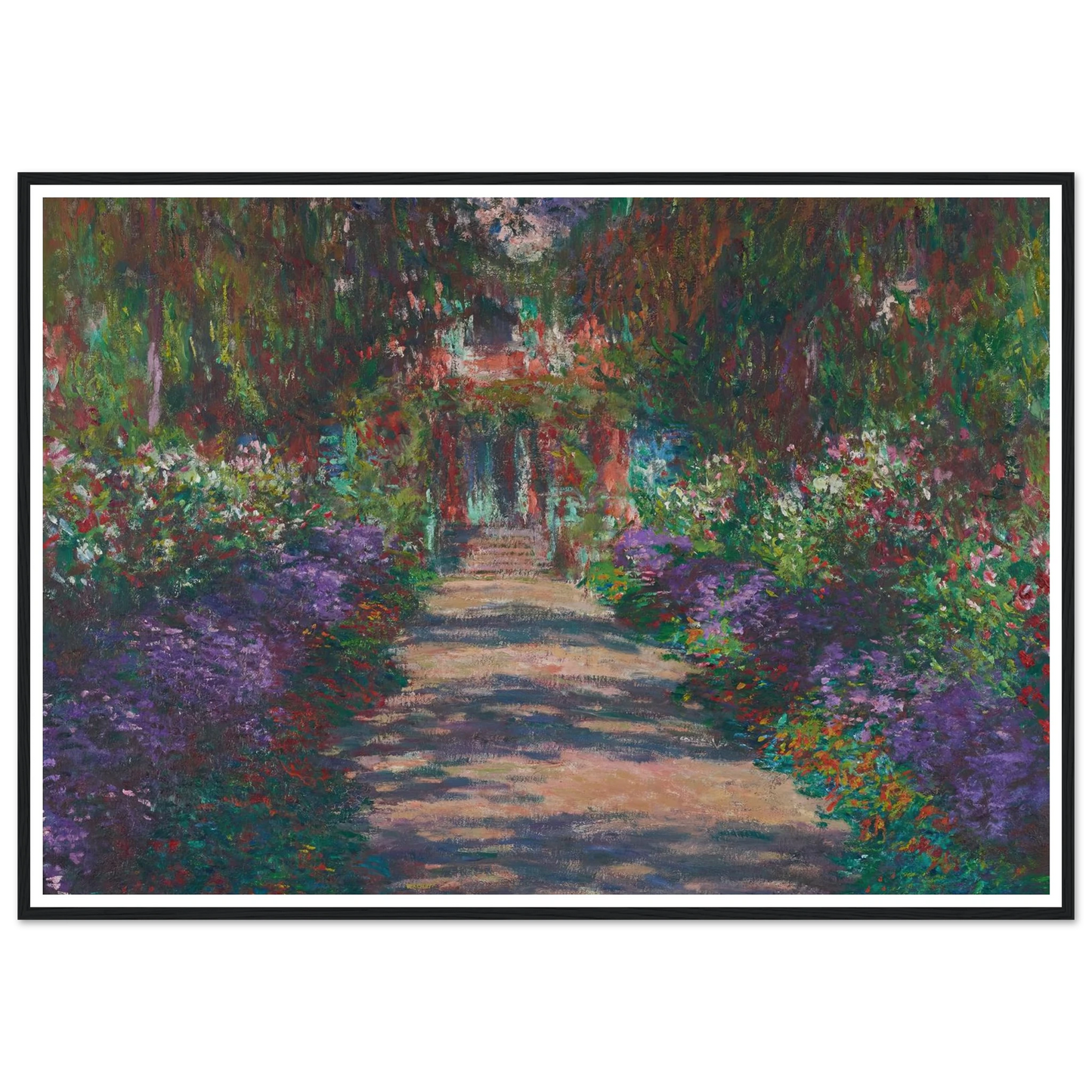 Eine Allee in Monets Garten in Giverny (1902) Art Print | Claude Monet - Framed Poster - 30x40 cm / 12x16″ - Black frame