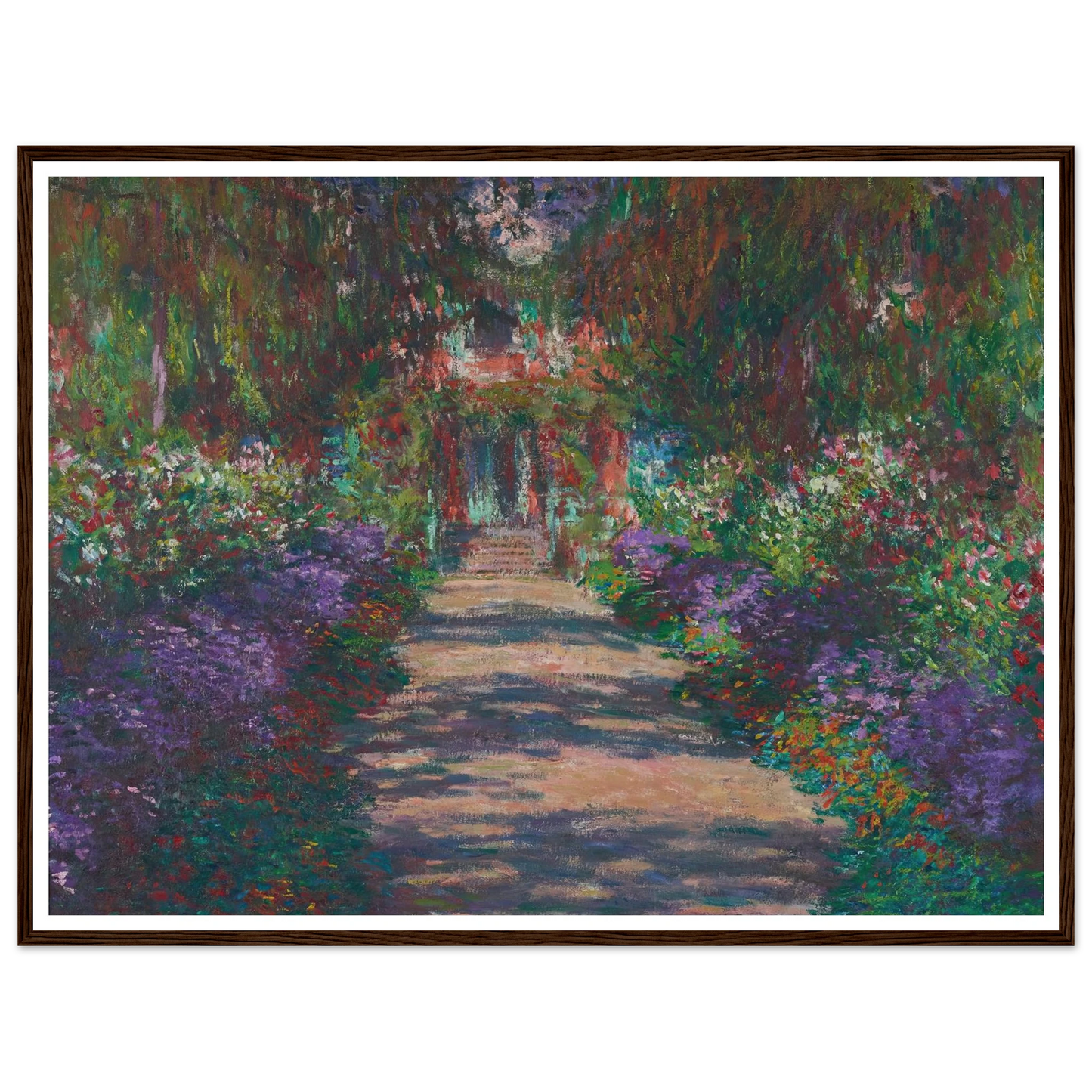 Eine Allee in Monets Garten in Giverny (1902) Art Print | Claude Monet - Framed Poster - 30x40 cm / 12x16″ - Black frame