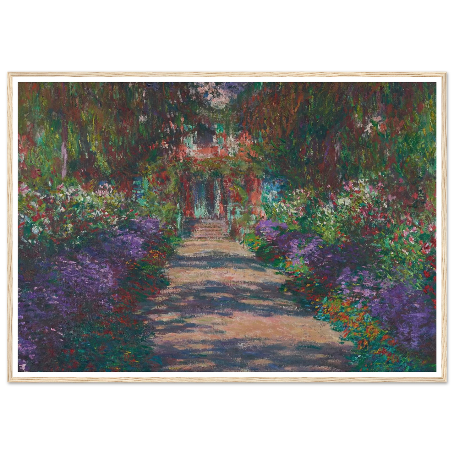 Eine Allee in Monets Garten in Giverny (1902) Art Print | Claude Monet - Framed Poster - 30x40 cm / 12x16″ - Black frame