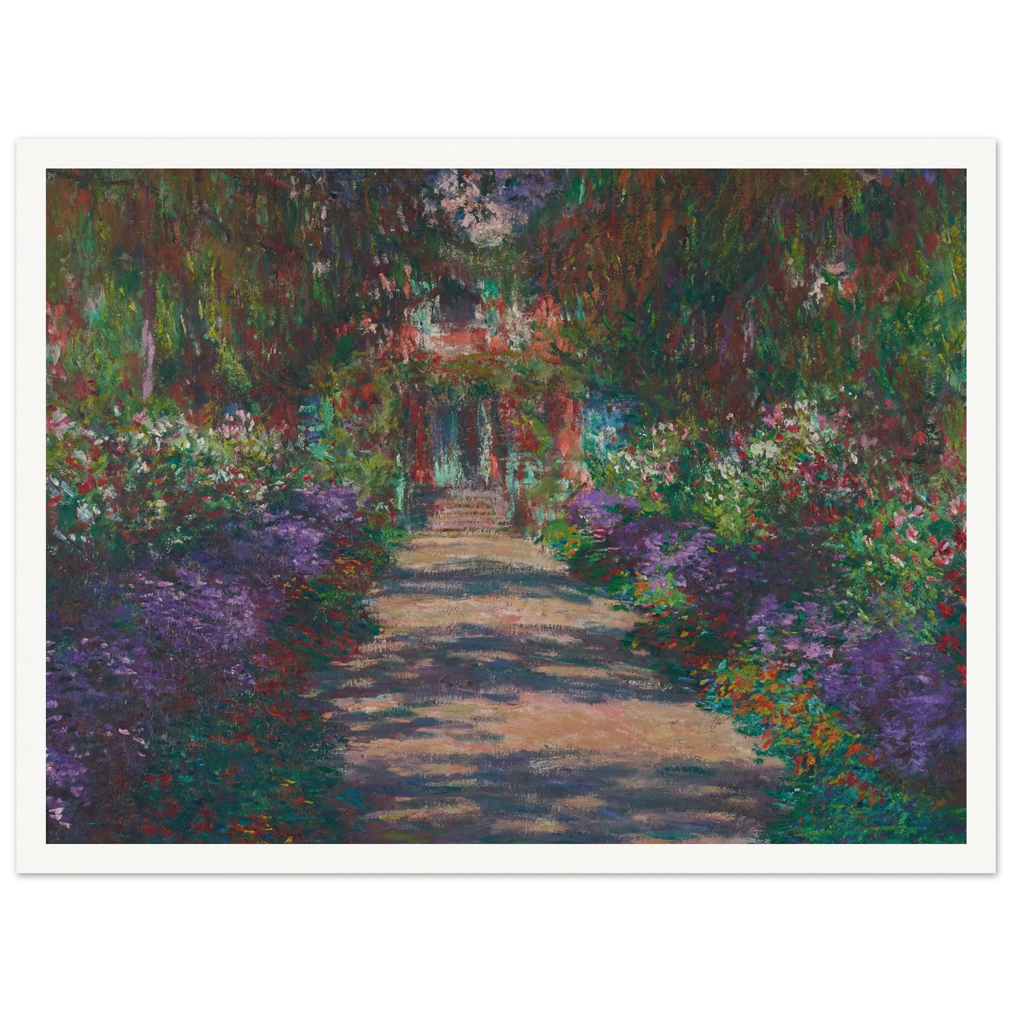 Eine Allee in Monets Garten in Giverny (1902) Art Print | Claude Monet - Framed Poster - 30x40 cm / 12x16″ - Black frame