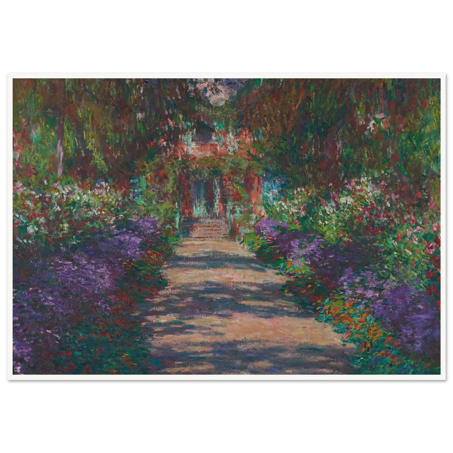 Eine Allee in Monets Garten in Giverny (1902) Art Print | Claude Monet - Framed Poster - 30x40 cm / 12x16″ - Black frame