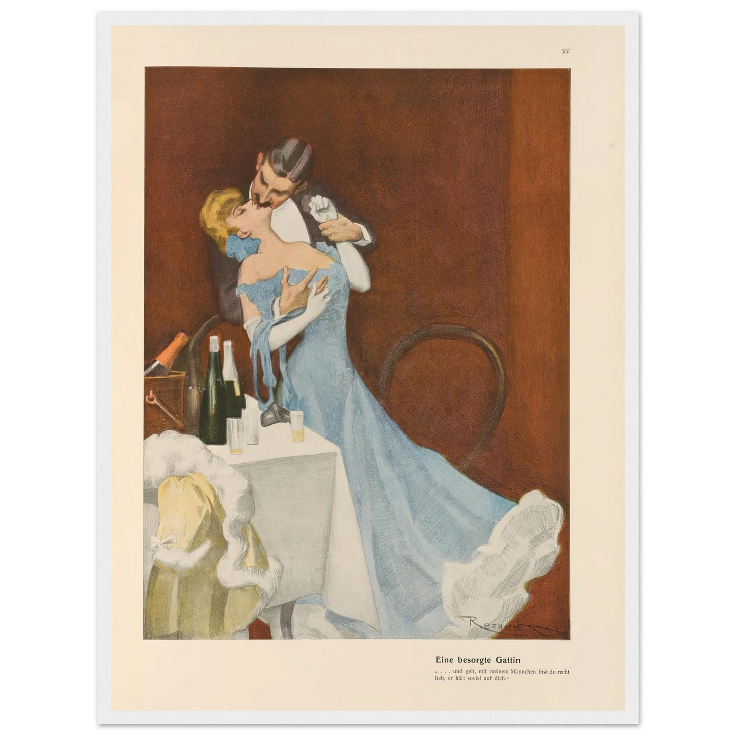 Eine besorgte Gattin (1908) Art Print | Ferdinand Freiherr von Reznicek - Framed Poster - 30x40 cm / 12x16″ - Black frame