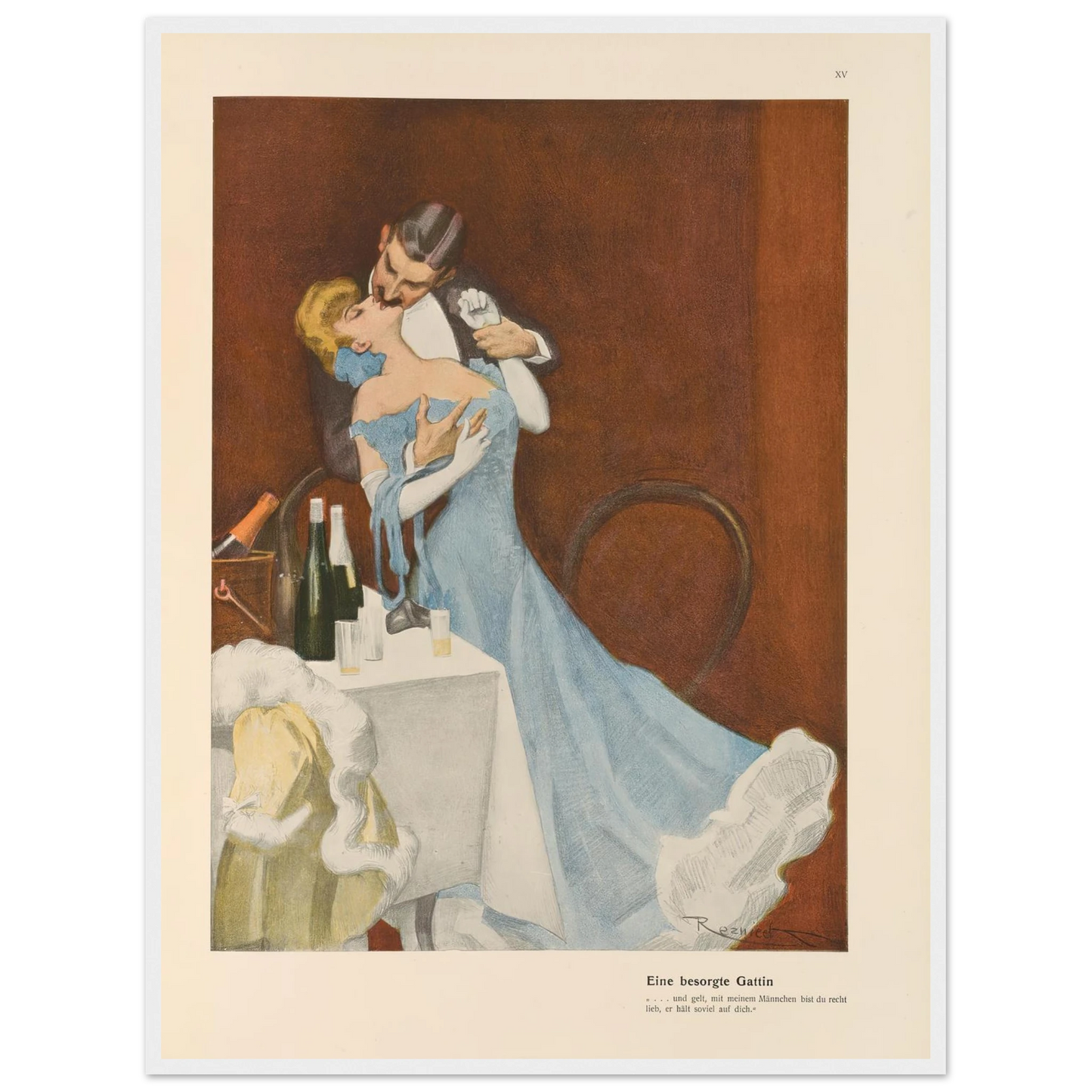 Eine besorgte Gattin (1908) Art Print | Ferdinand Freiherr von Reznicek - Framed Poster - 30x40 cm / 12x16″ - Black frame