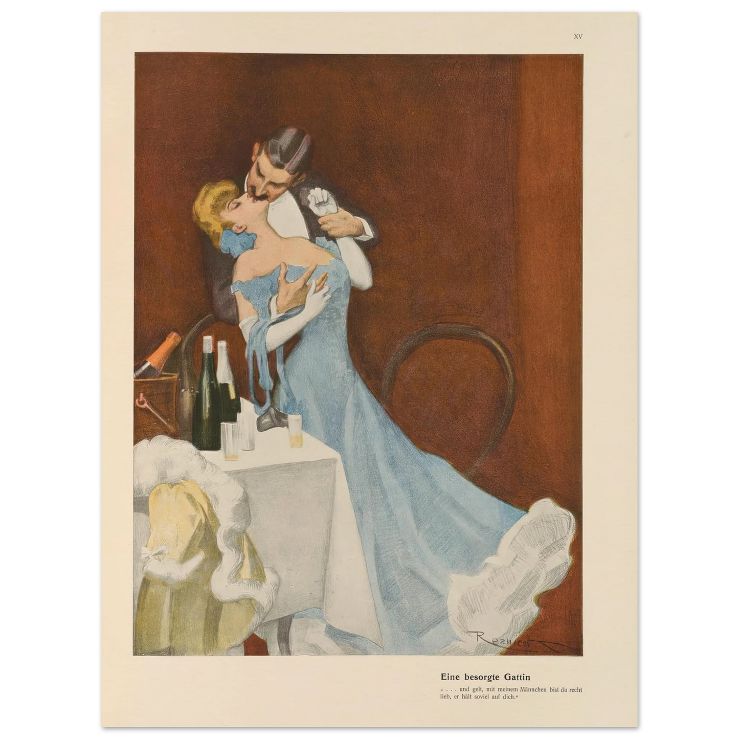 Eine besorgte Gattin (1908) Art Print | Ferdinand Freiherr von Reznicek - Framed Poster - 30x40 cm / 12x16″ - Black frame