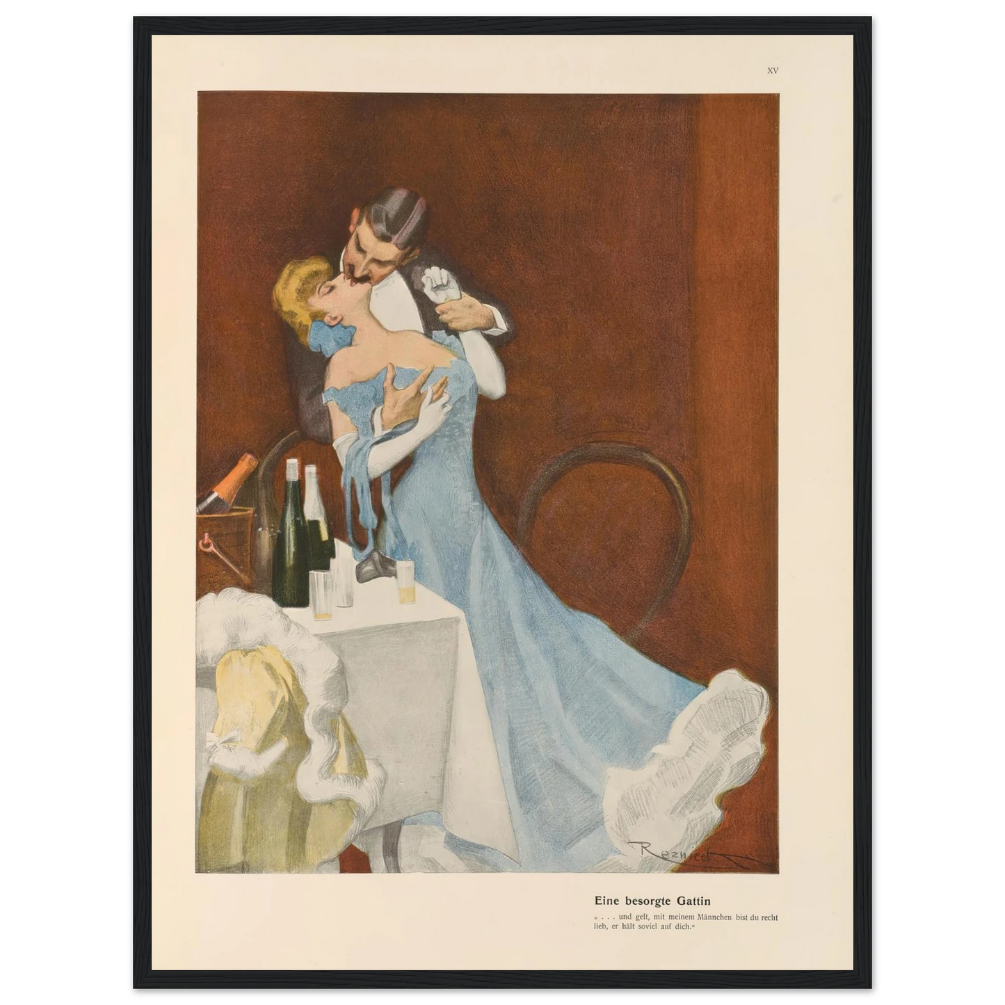 Eine besorgte Gattin (1908) Art Print | Ferdinand Freiherr von Reznicek - Framed Poster - 30x40 cm / 12x16″ - Black frame