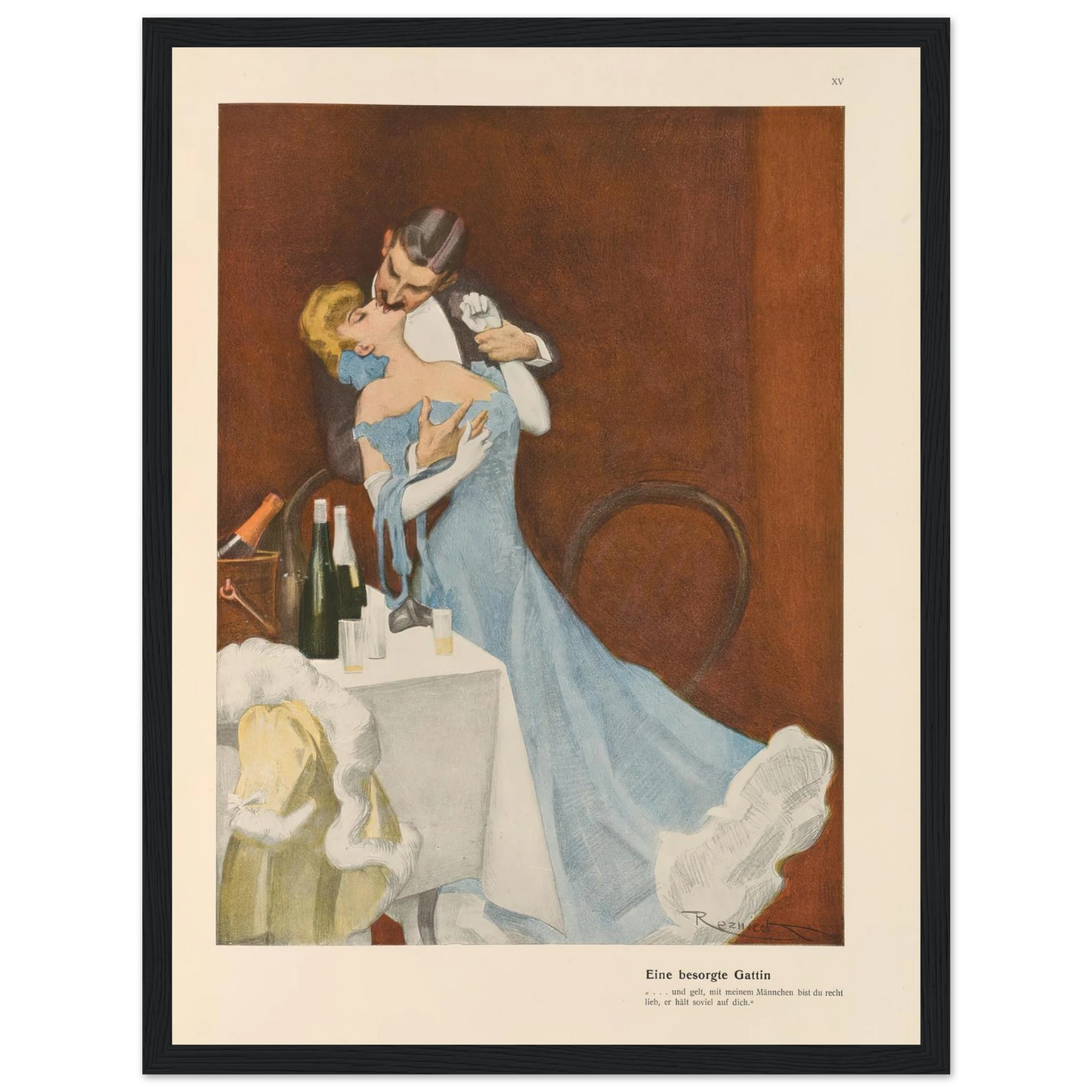Eine besorgte Gattin (1908) Art Print | Ferdinand Freiherr von Reznicek - Framed Poster - 30x40 cm / 12x16″ - Black frame