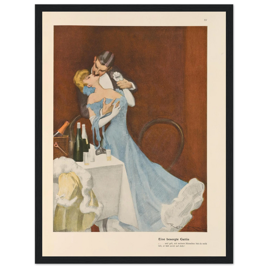 Eine besorgte Gattin (1908) Art Print | Ferdinand Freiherr von Reznicek - Framed Poster - 30x40 cm / 12x16″ - Black frame