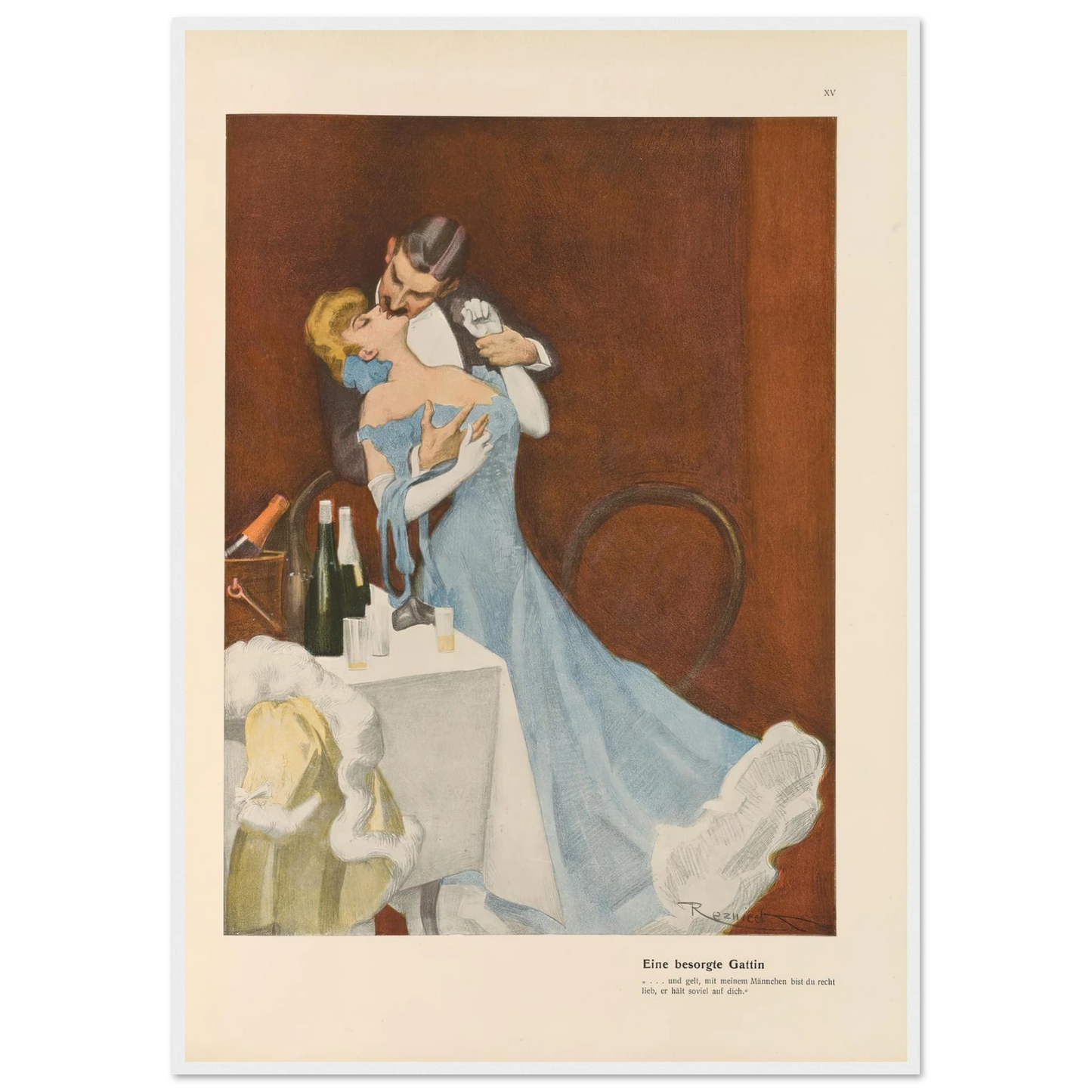 Eine besorgte Gattin (1908) Art Print | Ferdinand Freiherr von Reznicek - Framed Poster - 30x40 cm / 12x16″ - Black frame