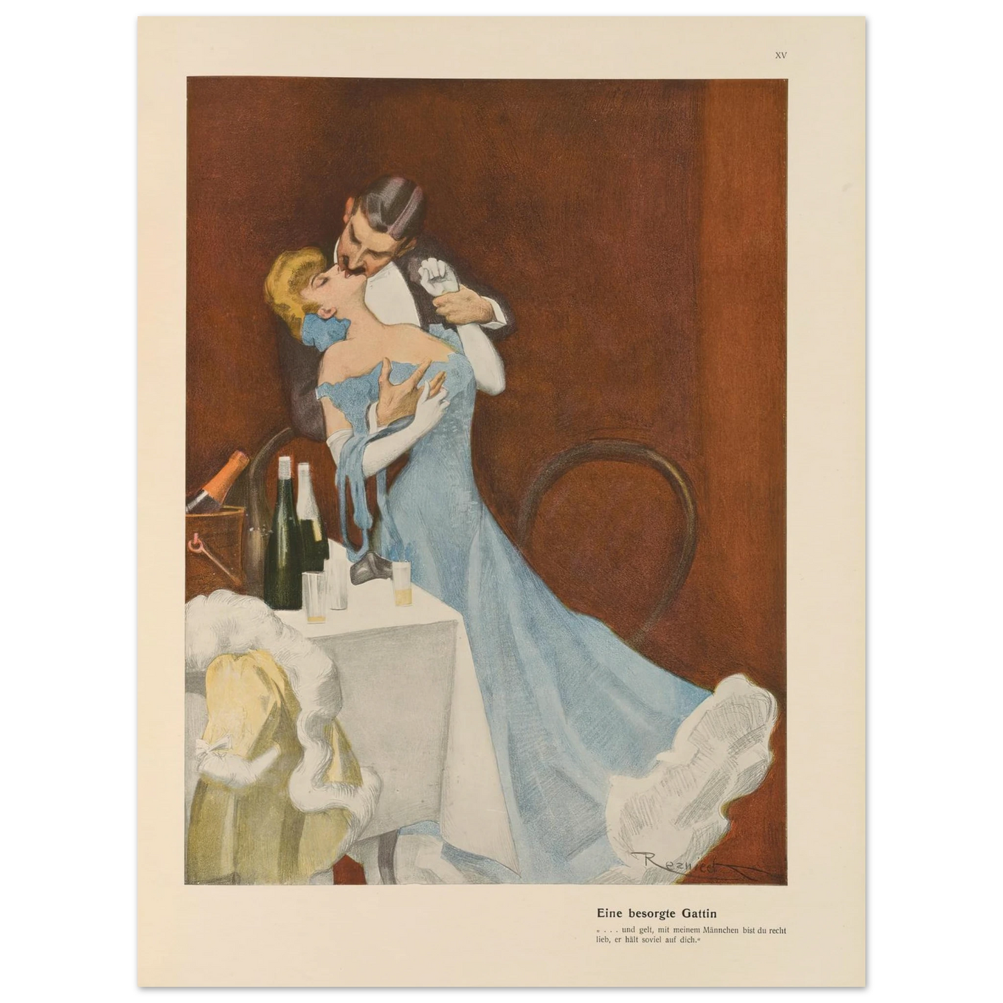 Eine besorgte Gattin (1908) Art Print | Ferdinand Freiherr von Reznicek - Framed Poster - 30x40 cm / 12x16″ - Black frame