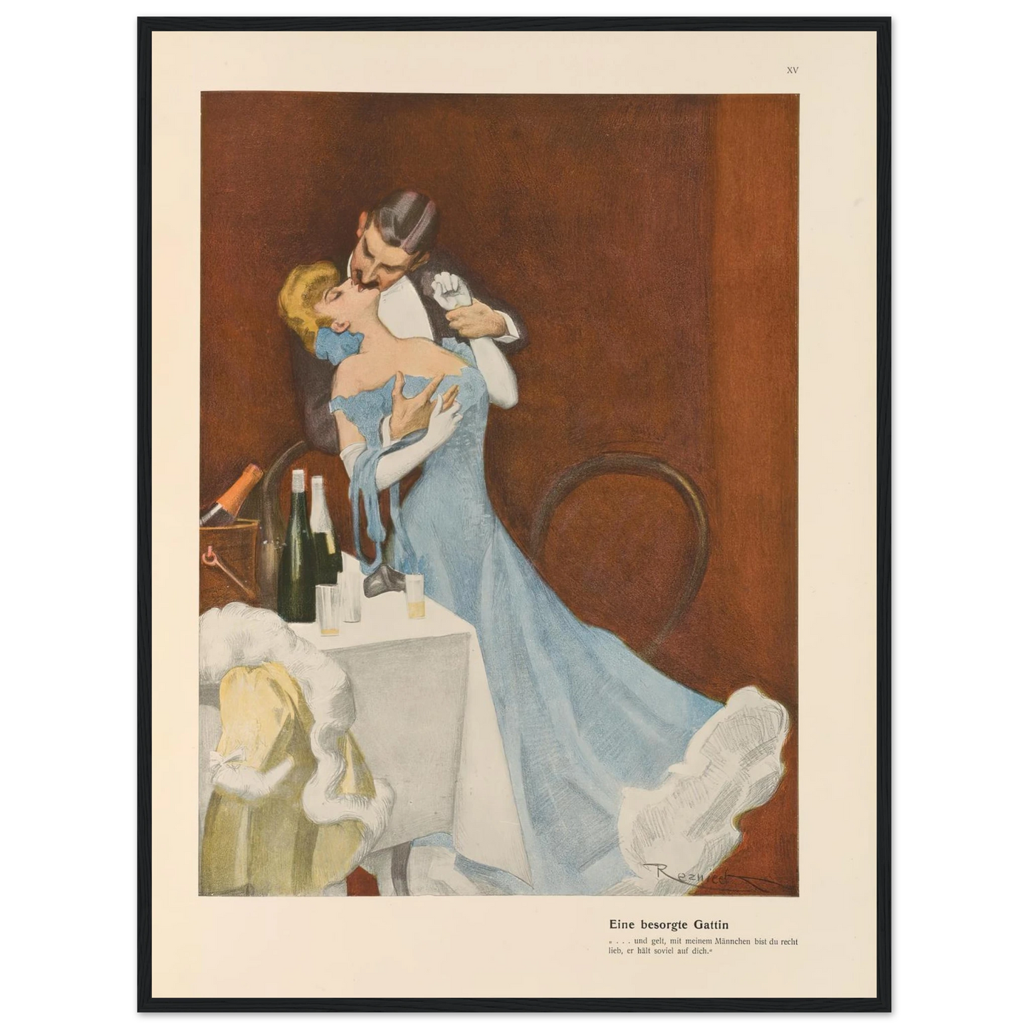 Eine besorgte Gattin (1908) Art Print | Ferdinand Freiherr von Reznicek - Framed Poster - 30x40 cm / 12x16″ - Black frame