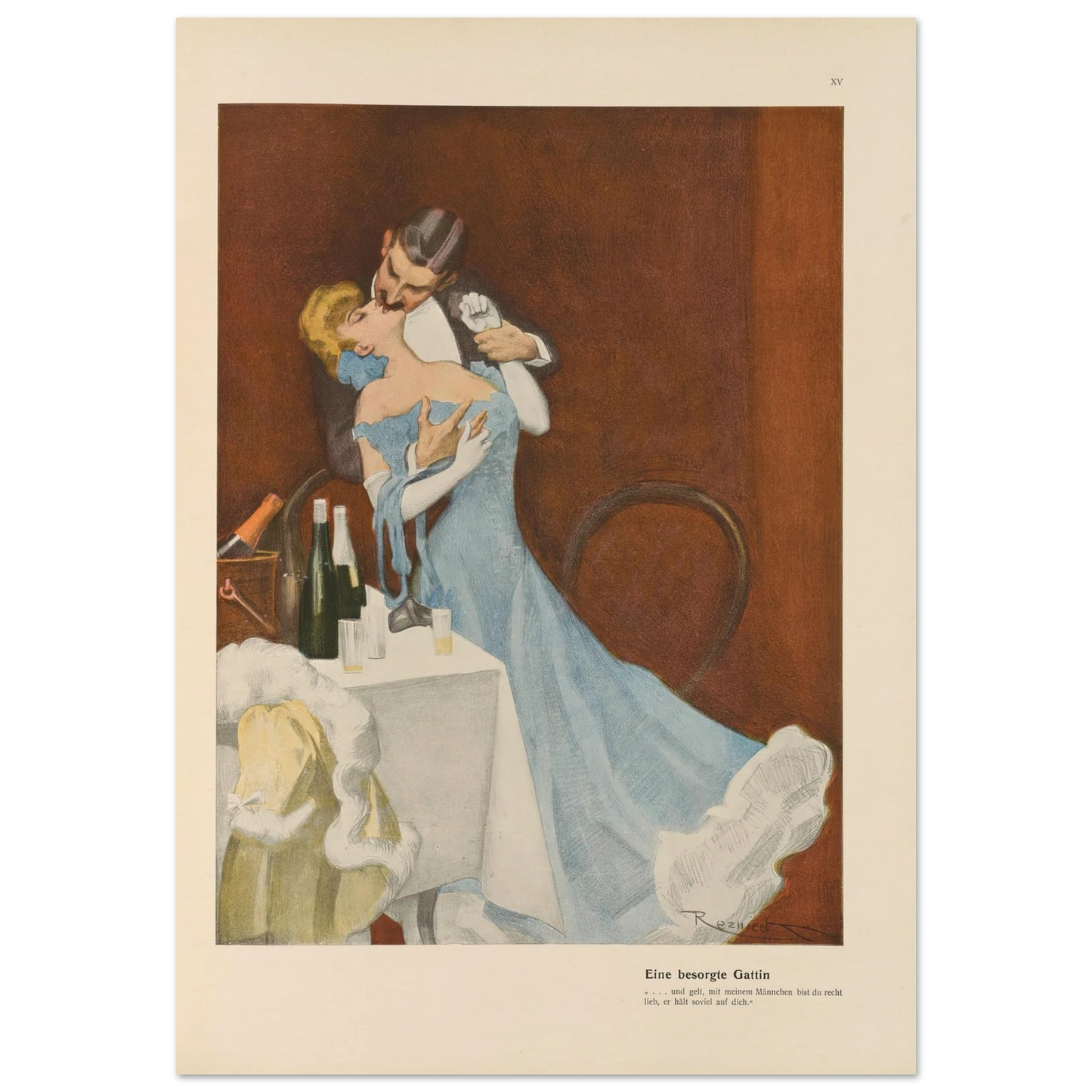 Eine besorgte Gattin (1908) Art Print | Ferdinand Freiherr von Reznicek - Framed Poster - 30x40 cm / 12x16″ - Black frame