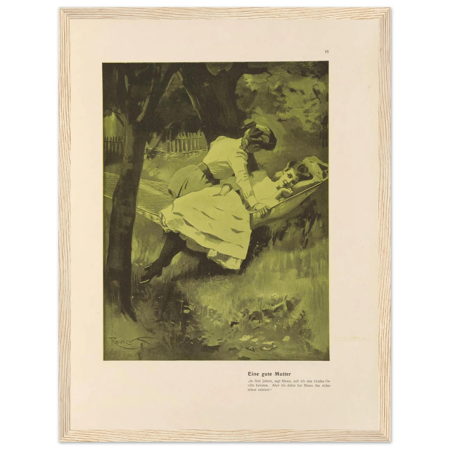 Eine gute Mutter (1908) Art Print | Ferdinand Freiherr von Reznicek - Framed Poster - 30x40 cm / 12x16″ - Black frame
