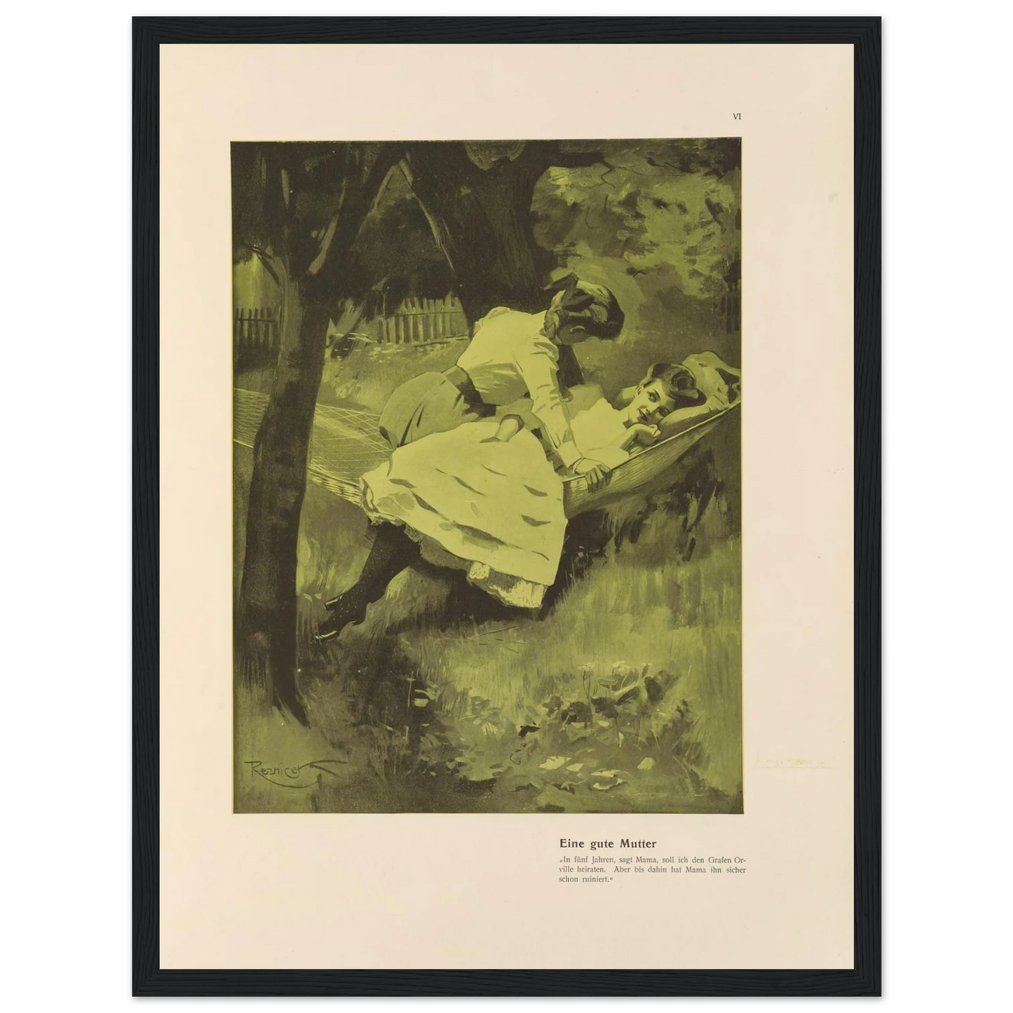 Eine gute Mutter (1908) Art Print | Ferdinand Freiherr von Reznicek - Framed Poster - 30x40 cm / 12x16″ - Black frame