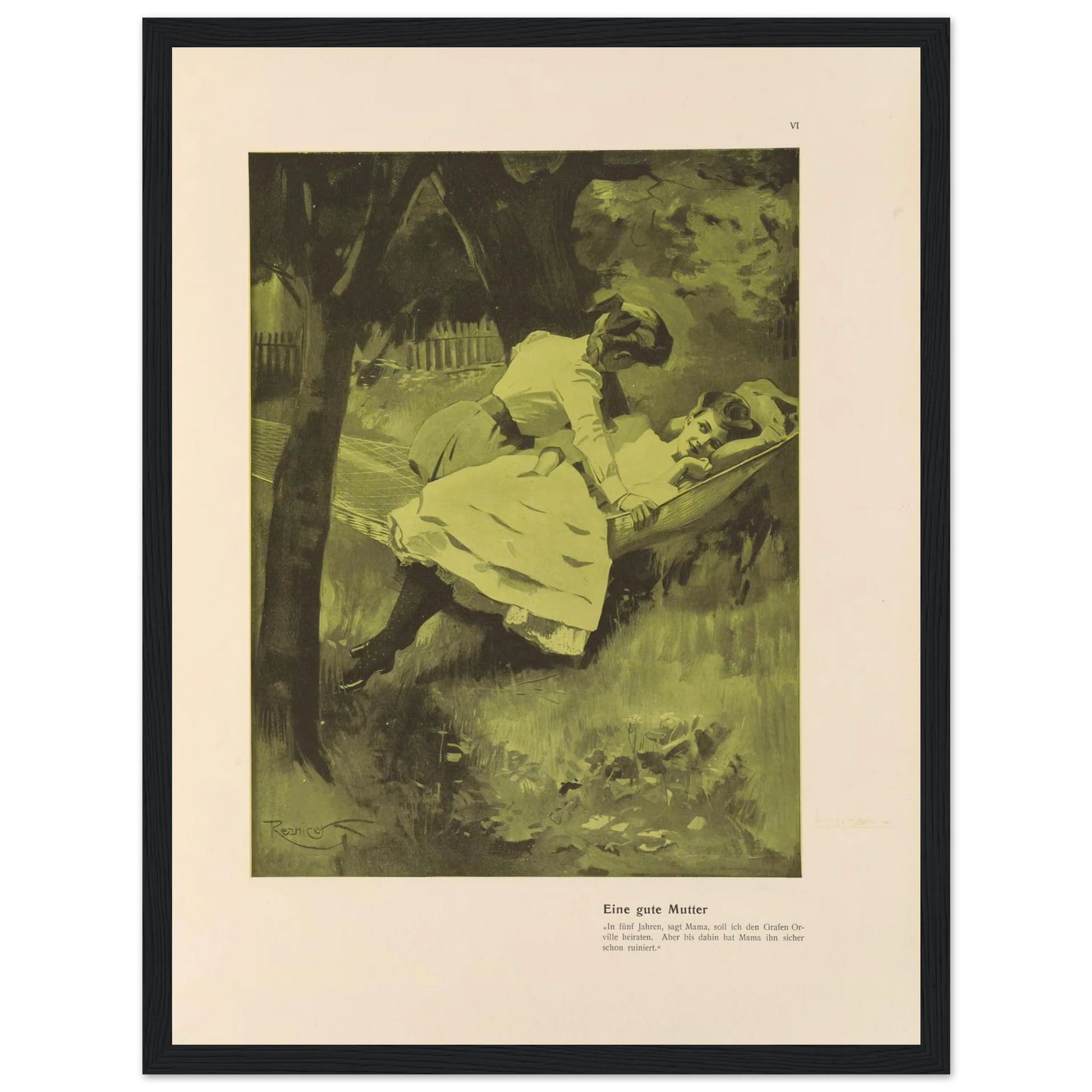 Eine gute Mutter (1908) Art Print | Ferdinand Freiherr von Reznicek - Framed Poster - 30x40 cm / 12x16″ - Black frame