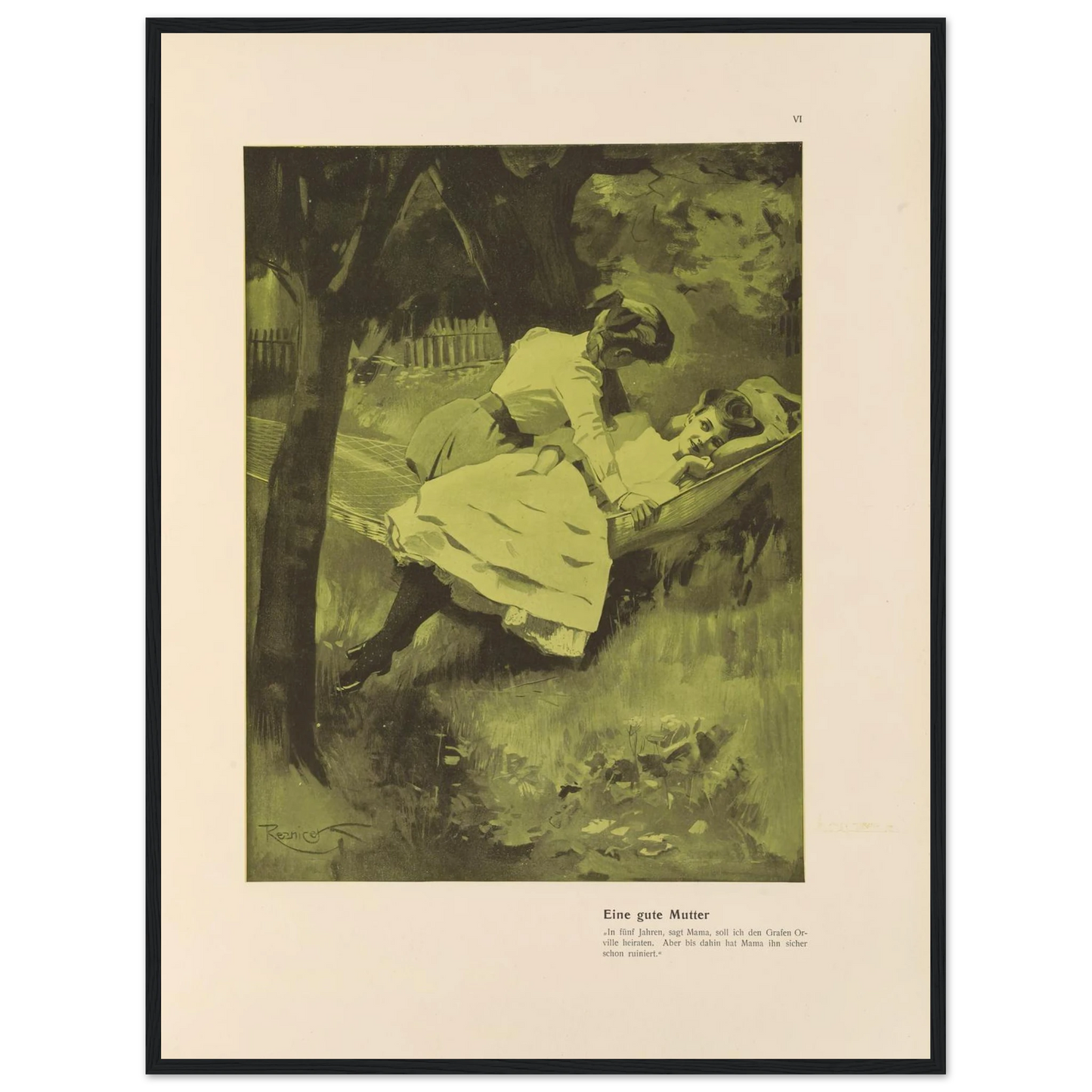 Eine gute Mutter (1908) Art Print | Ferdinand Freiherr von Reznicek - Framed Poster - 30x40 cm / 12x16″ - Black frame