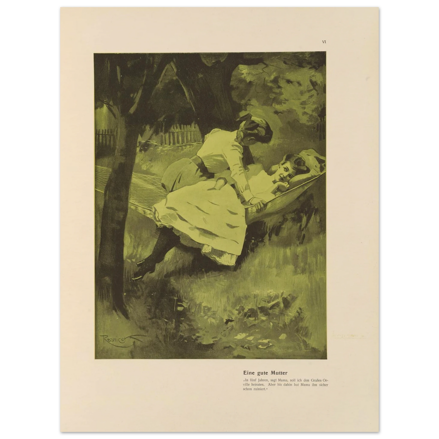 Eine gute Mutter (1908) Art Print | Ferdinand Freiherr von Reznicek - Framed Poster - 30x40 cm / 12x16″ - Black frame