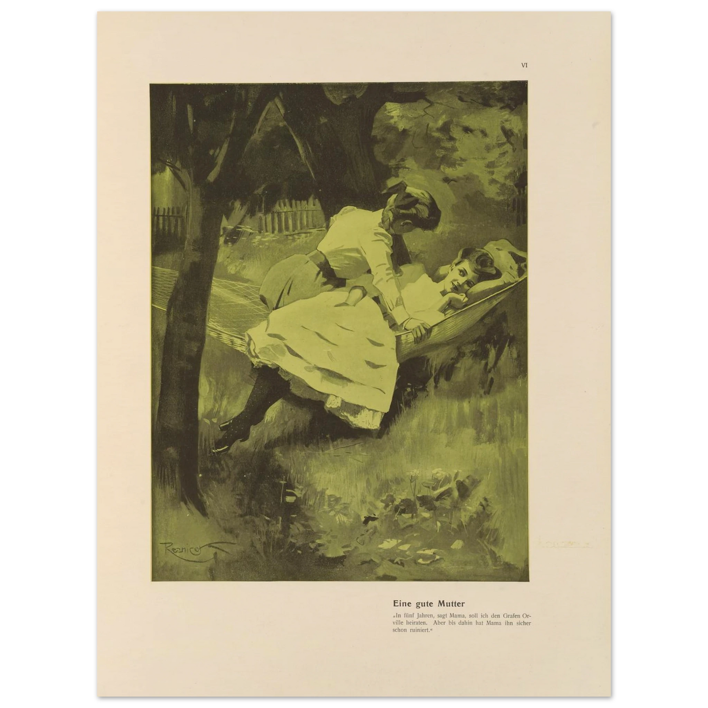 Eine gute Mutter (1908) Art Print | Ferdinand Freiherr von Reznicek - Framed Poster - 30x40 cm / 12x16″ - Black frame